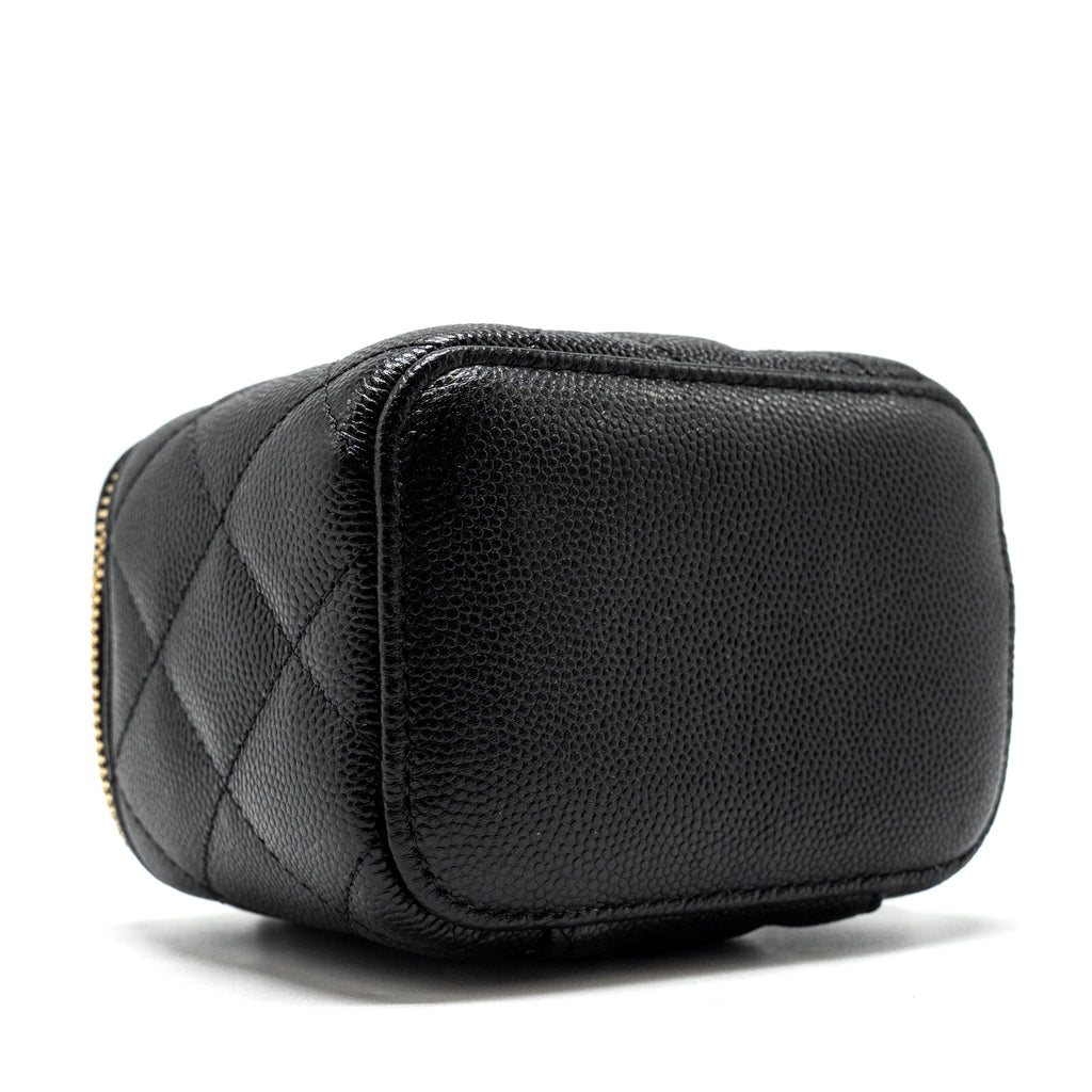 CHANEL SMALL VANITY CLUTCH WITH CHAIN CC PEARL CAVIAR BLACK LGHW