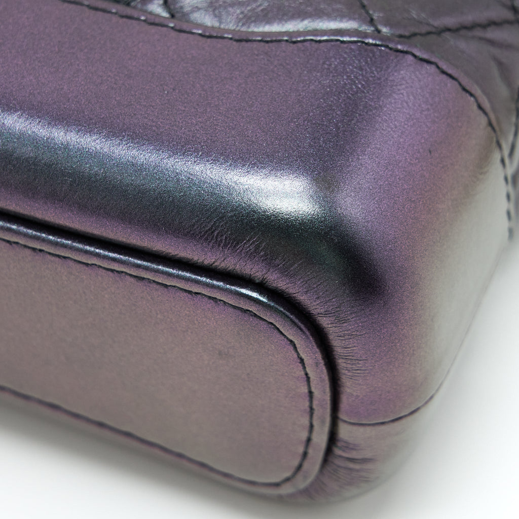 CHANEL SMALL GABRIELLE HOBO BAG LAMBSKIN IRIDESCENT PURPLE WITH GOLD/SILVER HARDWARE