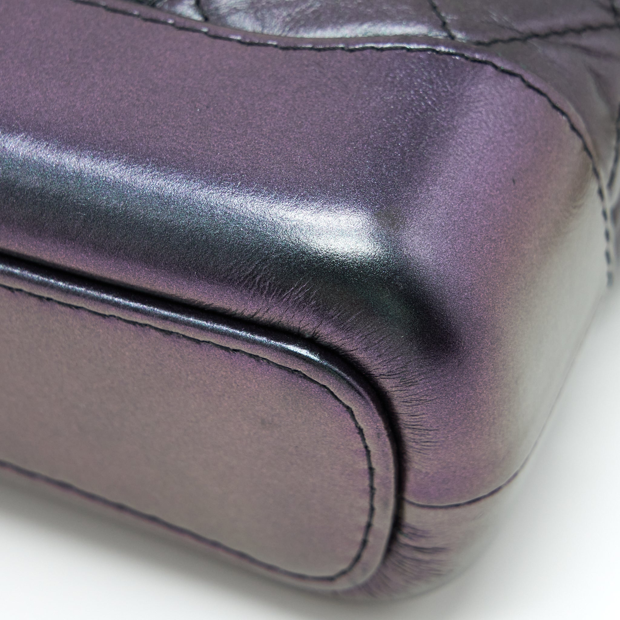 CHANEL SMALL GABRIELLE HOBO BAG LAMBSKIN IRIDESCENT PURPLE WITH GOLD/SILVER HARDWARE