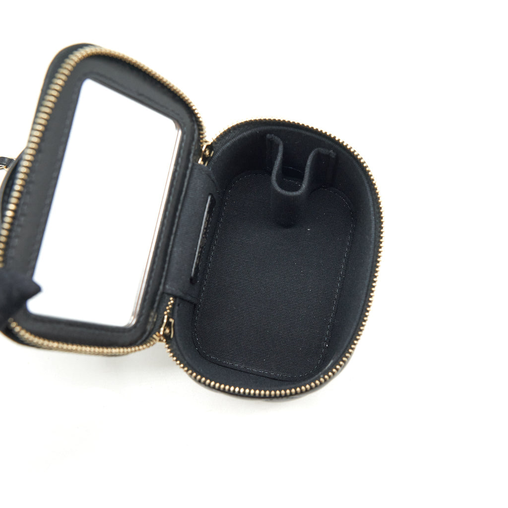 CHANEL 22P TOP HANDLE MINI VANITY WITH CHAIN WITH MIRROR INSIDE LAMBSKIN BLACK LGHW