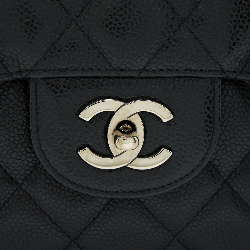 CHANEL JUMBO SINGLE FLAP BAG CAVIAR BLACK SHW