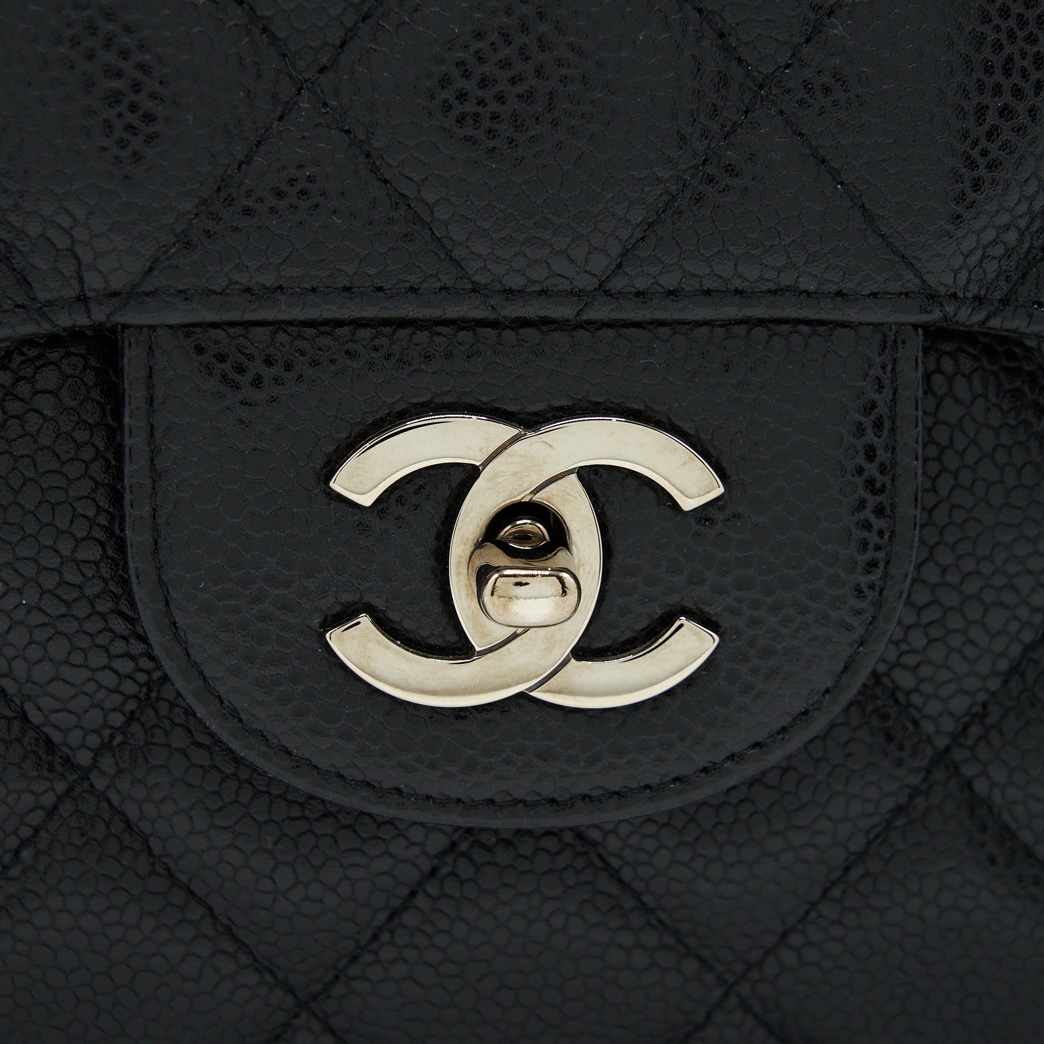 CHANEL JUMBO SINGLE FLAP BAG CAVIAR BLACK SHW