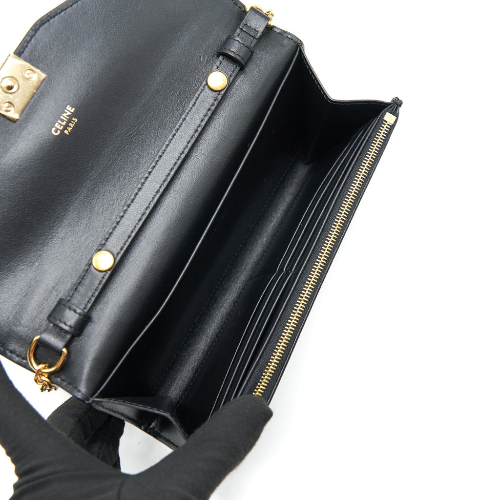 CELINE CALFSKIN C WALLET ON CHAIN BAG BLACK GHW