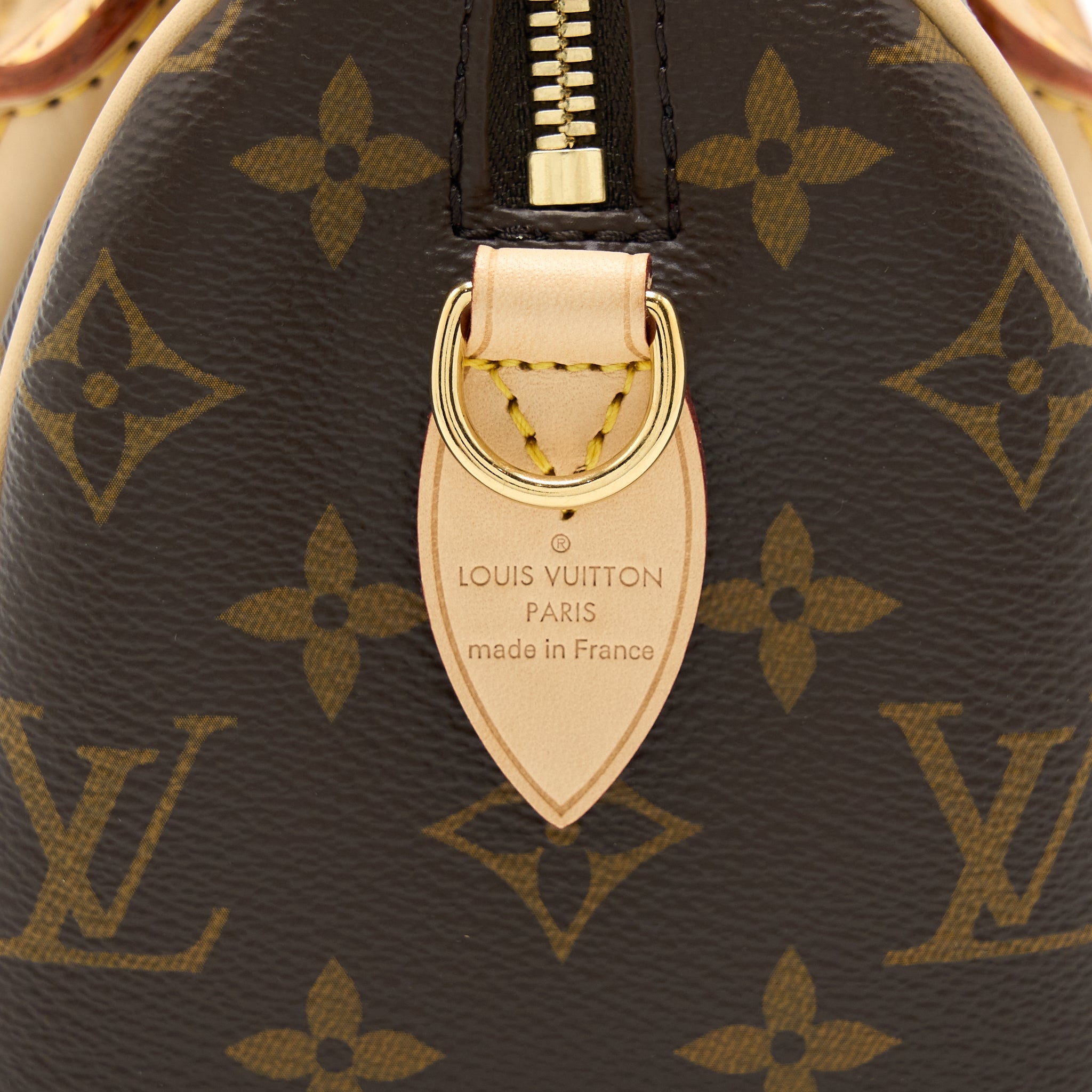 LOUIS VUITTON SPEEDY BANDOULIERE 20 MONOGRAM CANVAS WITH BLACK STRAP GHW