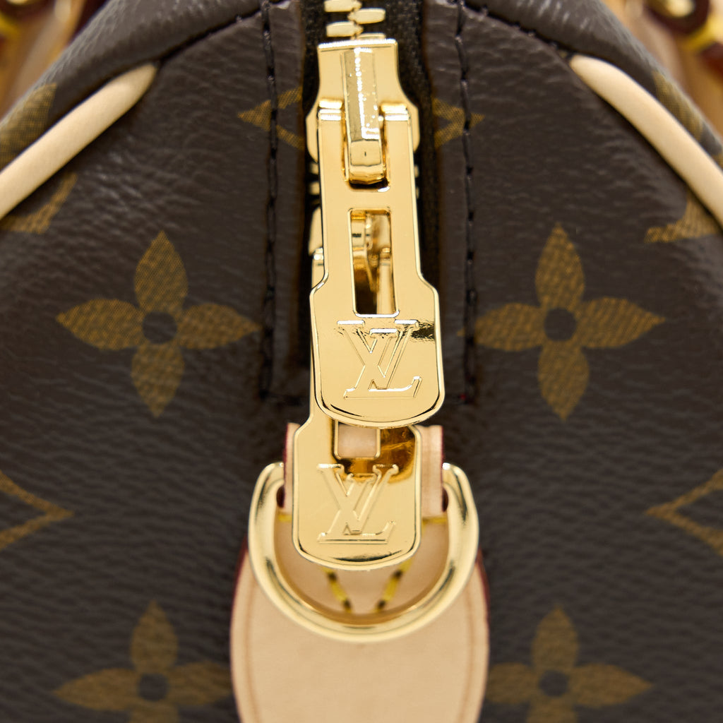 LOUIS VUITTON SPEEDY BANDOULIERE 20 MONOGRAM CANVAS WITH BLACK STRAP GHW