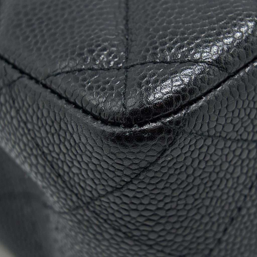 CHANEL JUMBO SINGLE FLAP BAG CAVIAR BLACK SHW