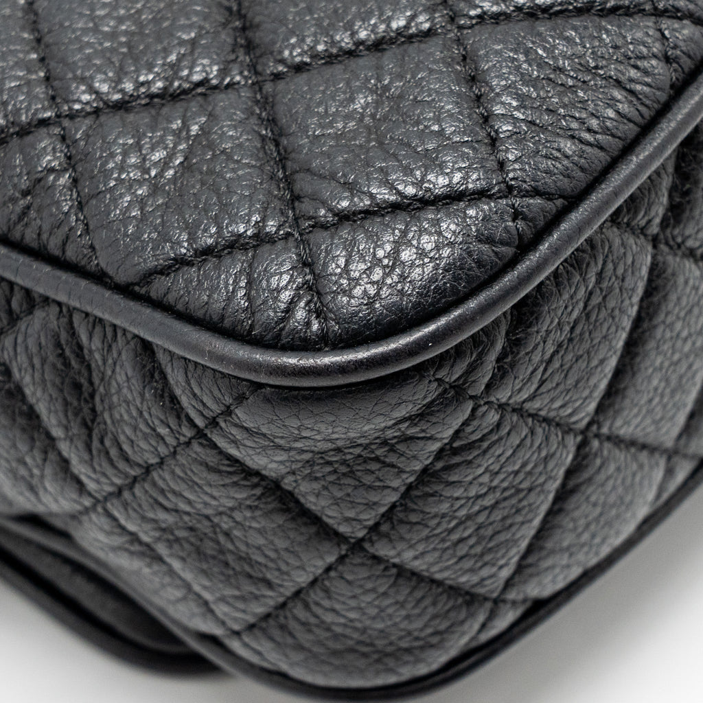 CHANEL MEDIUM CASUAL ROCK FLAP BAG GRAINED CALFSKIN BLACK RUTHENIUM HARDWARE