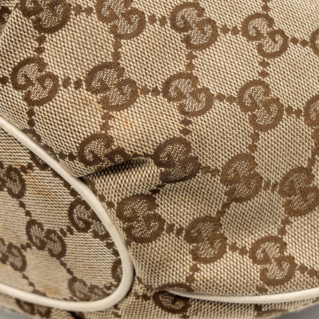 GUCCI PELHAM HOBO BAG GG CANVAS / LEATHER BEIGE/WHITE LGHW