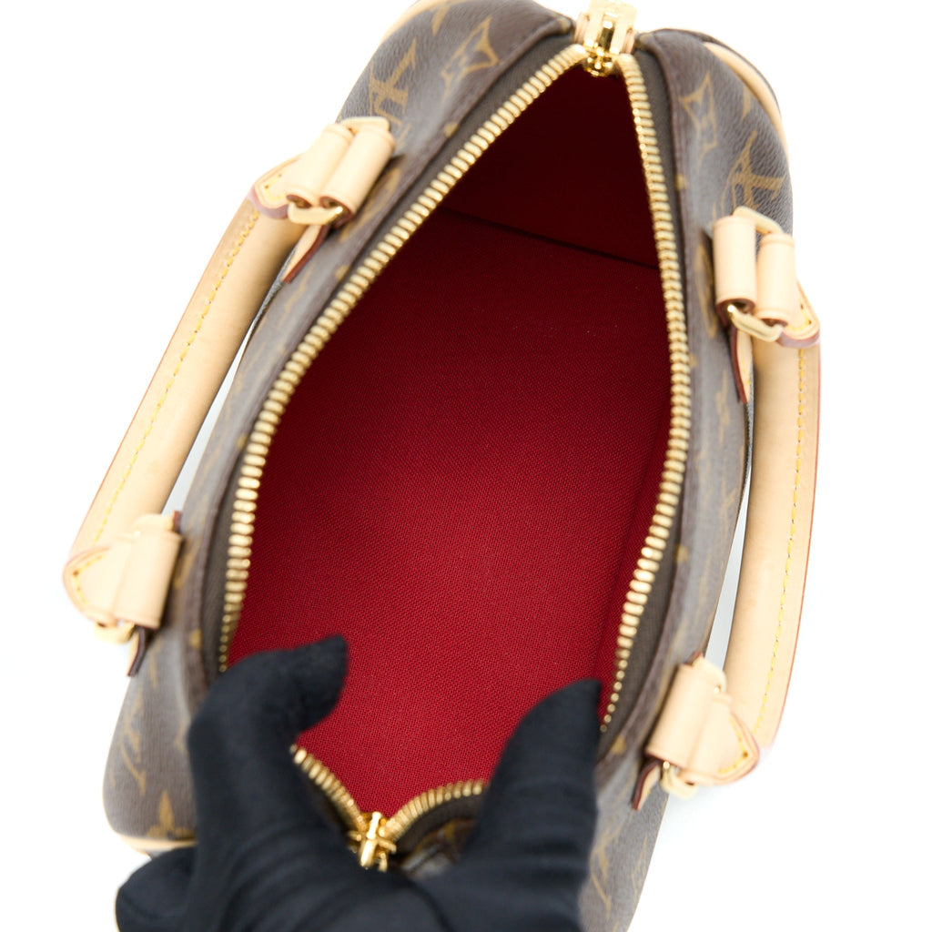 LOUIS VUITTON SPEEDY BANDOULIERE 20 MONOGRAM CANVAS WITH BLACK STRAP GHW