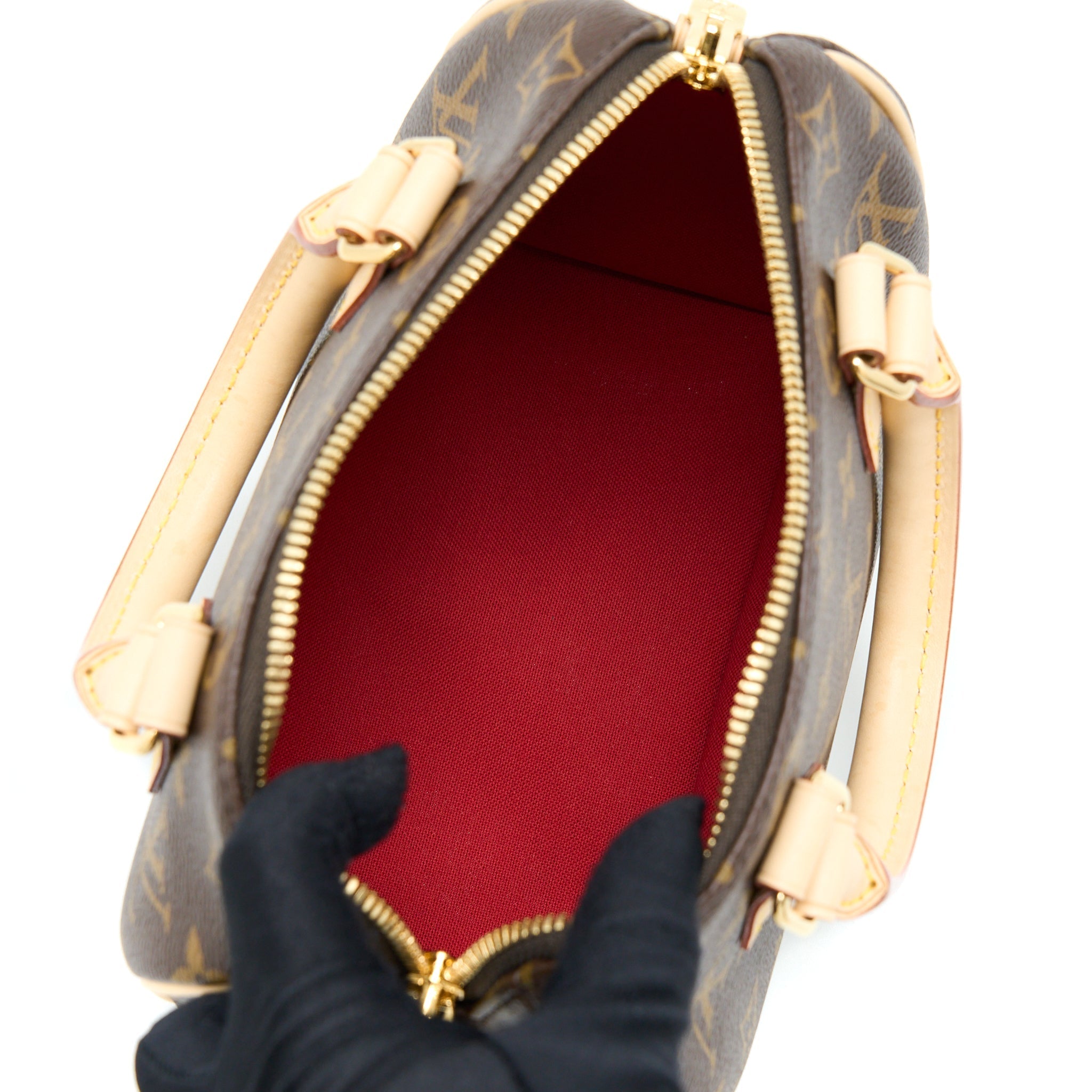 LOUIS VUITTON SPEEDY BANDOULIERE 20 MONOGRAM CANVAS WITH BLACK STRAP GHW