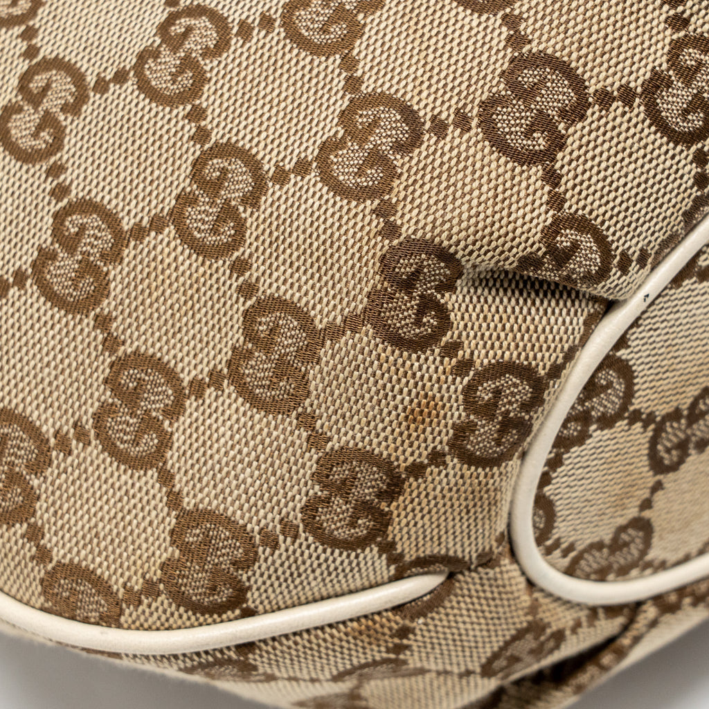 GUCCI PELHAM HOBO BAG GG CANVAS / LEATHER BEIGE/WHITE LGHW