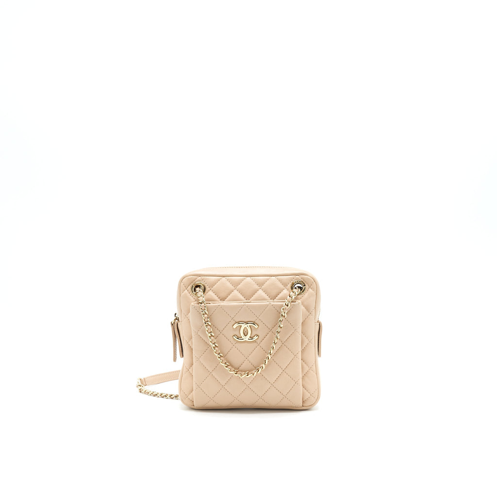 CHANEL QUILTED CHAIN SHOULDER BAG/ CROSSBODY BAG BEIGE LGHW