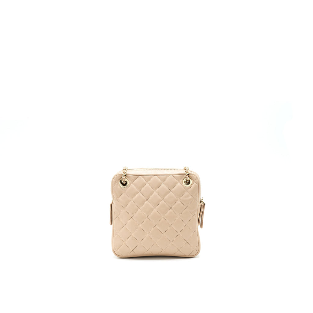 CHANEL QUILTED CHAIN SHOULDER BAG/ CROSSBODY BAG BEIGE LGHW