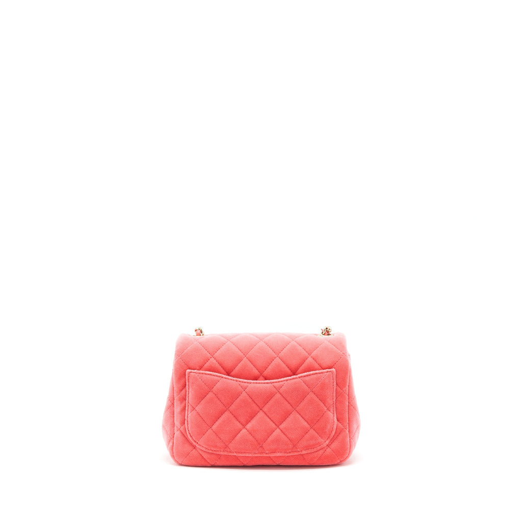 CHANEL PEARL CRUSH MINI SQUARE FLAP BAG VELVET PINK GHW