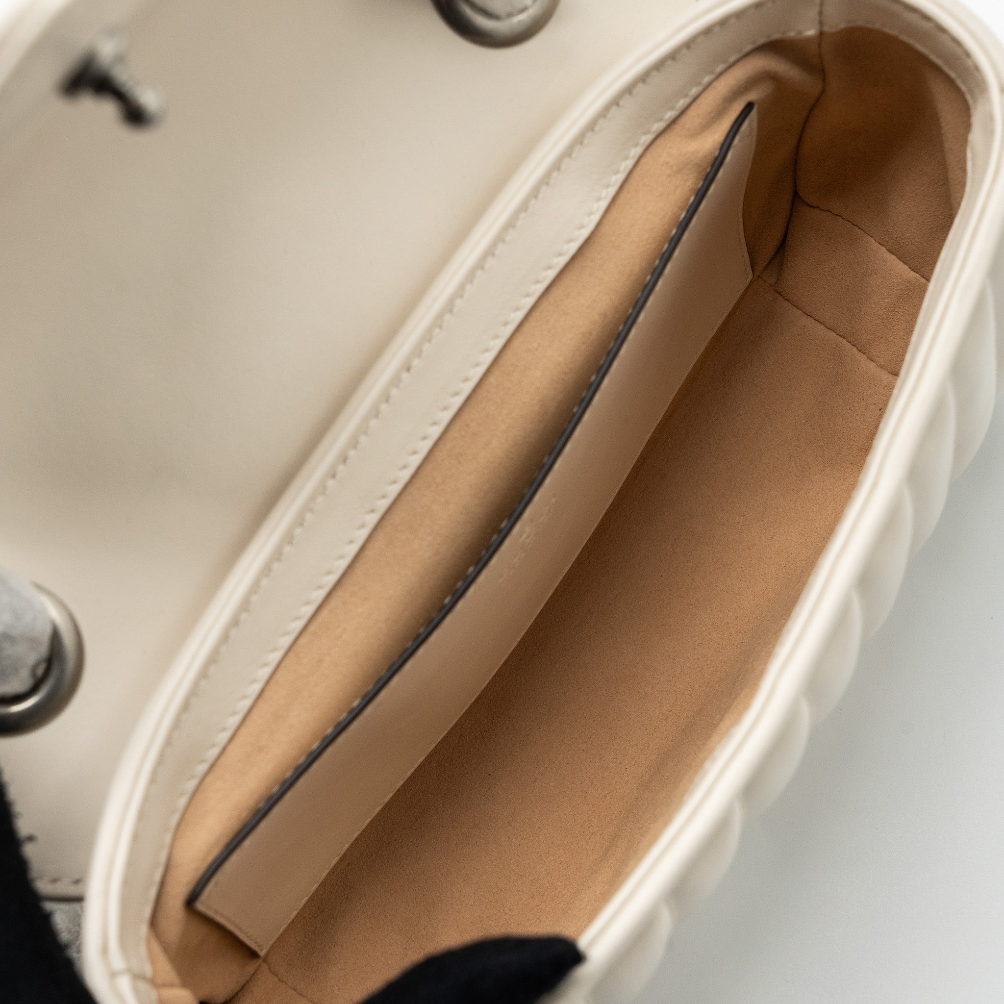 GUCCI MINI MARMONT CALFSKIN LEATHER CREAM SHW