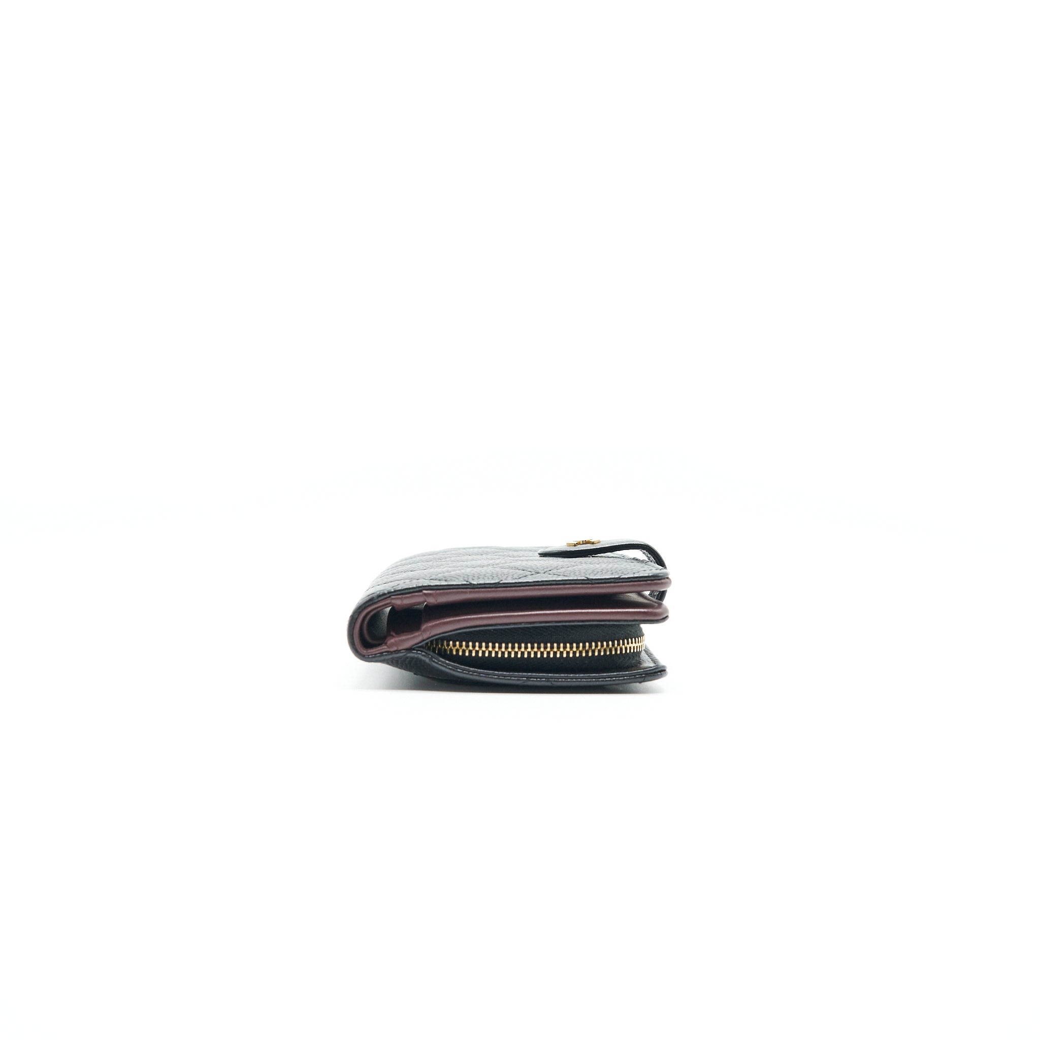 CHANEL QUILTED CC BIFOLD CAVIAR WALLET BLACK GHW