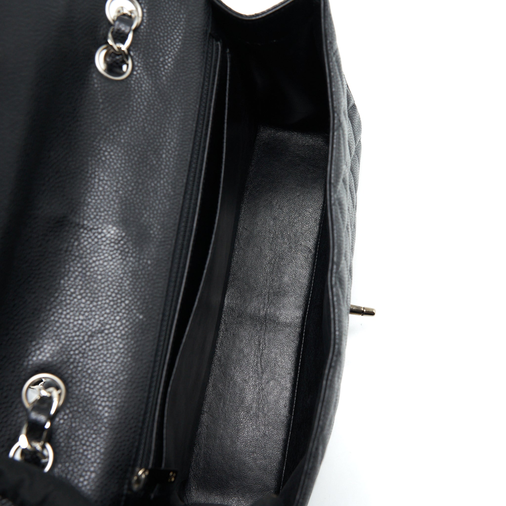 CHANEL JUMBO SINGLE FLAP BAG CAVIAR BLACK SHW