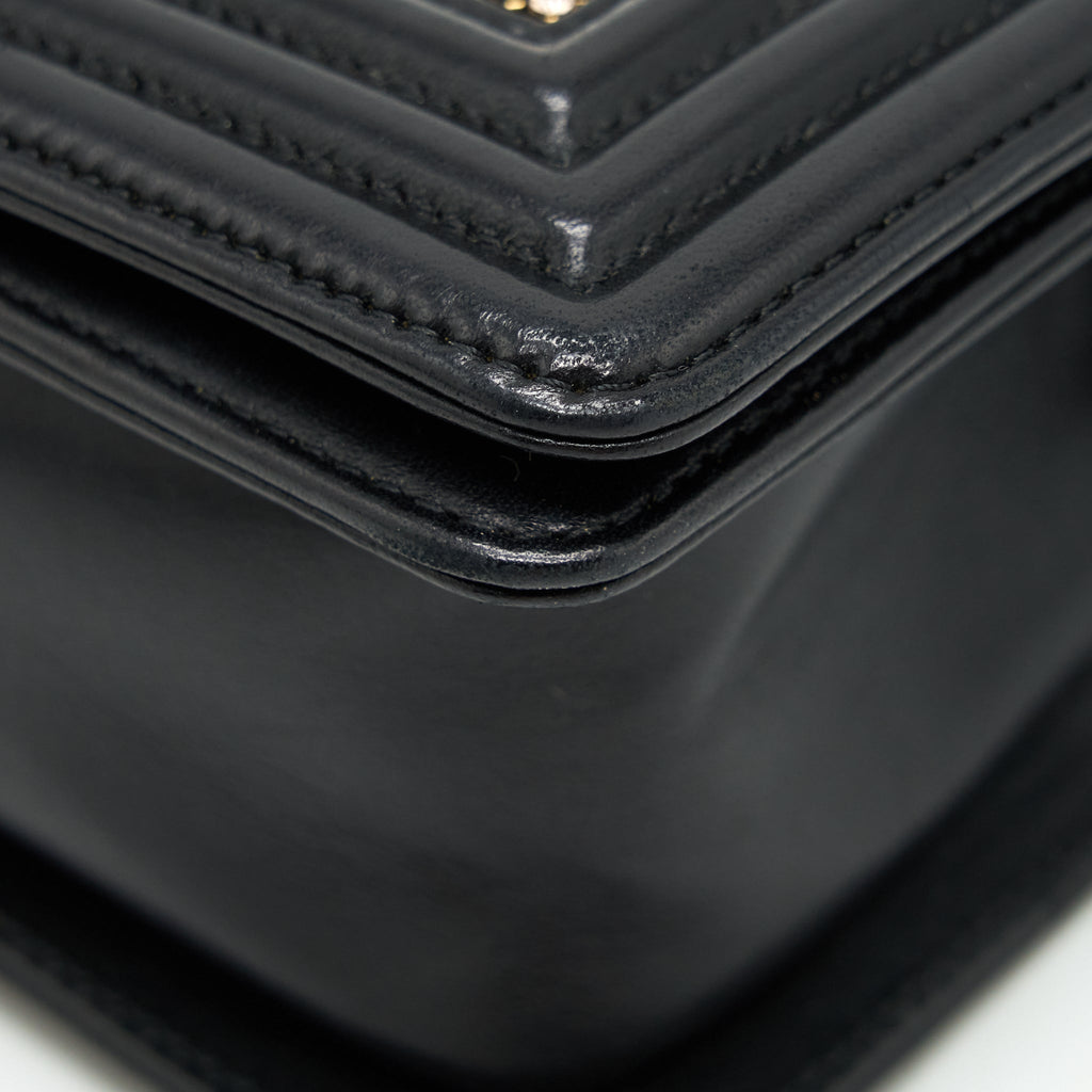 CHANEL SMALL BOY WITH CRYSTALS LAMBSKIN BLACK RUTHENIUM HARDWARE