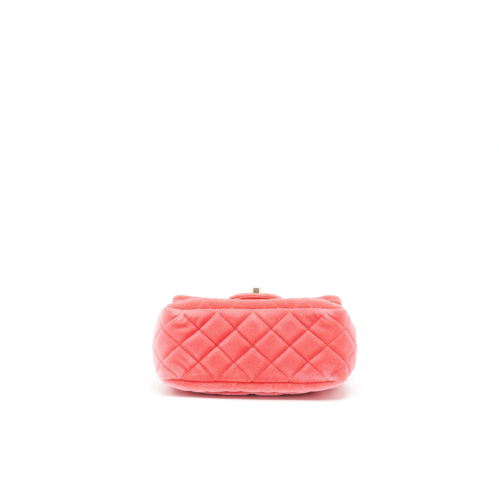 CHANEL PEARL CRUSH MINI SQUARE FLAP BAG VELVET PINK GHW