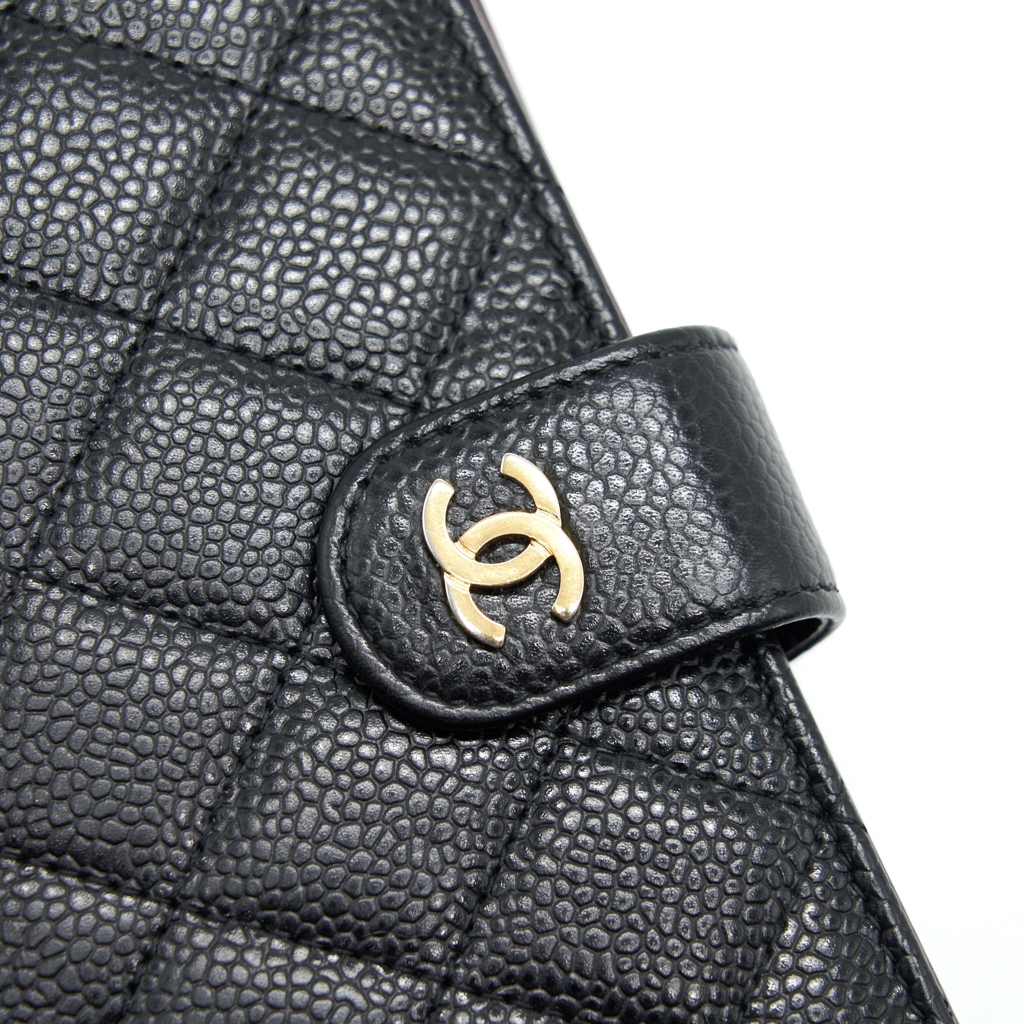 CHANEL QUILTED CC BIFOLD CAVIAR WALLET BLACK GHW