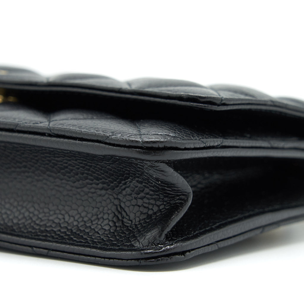 CHANEL CLASS WALLET ON CHAIN CAVIAR BLACK GHW (MICROCHIP)