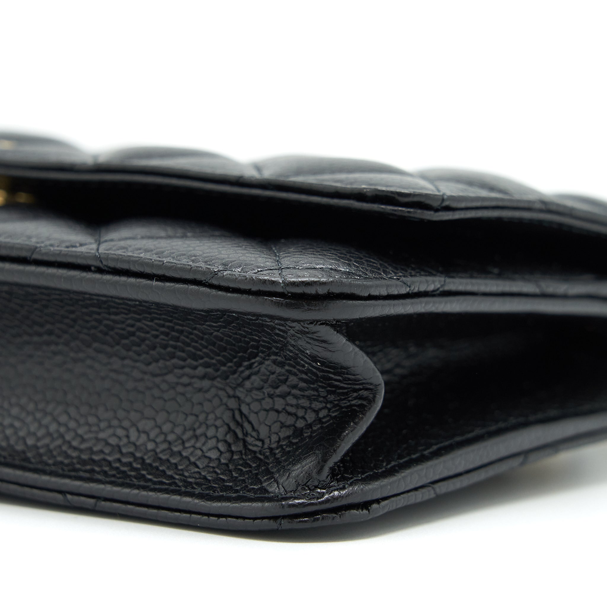 CHANEL CLASS WALLET ON CHAIN CAVIAR BLACK GHW (MICROCHIP)