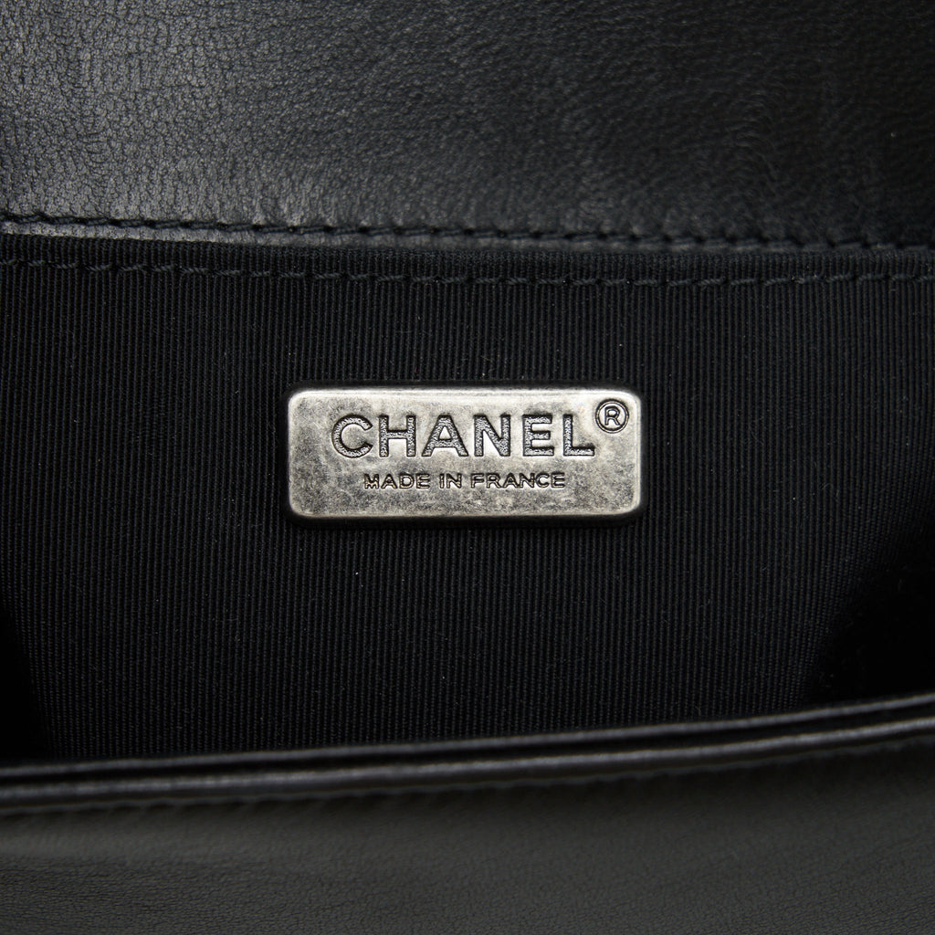 CHANEL SMALL BOY WITH CRYSTALS LAMBSKIN BLACK RUTHENIUM HARDWARE