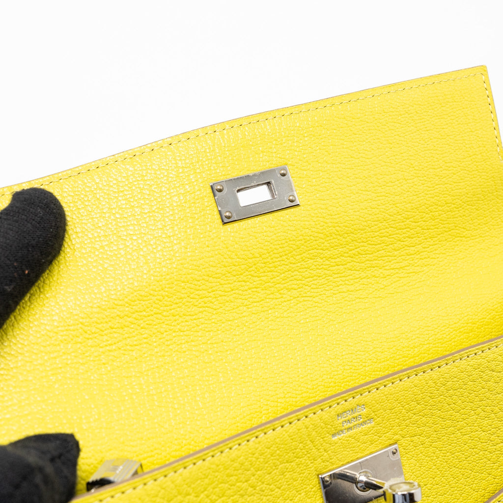 HERMES KELLY LONG WALLET CHEVRE MYSORE 9R LIME SHW