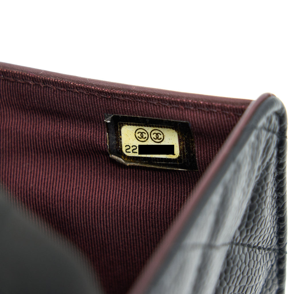 CHANEL QUILTED CC BIFOLD CAVIAR WALLET BLACK GHW