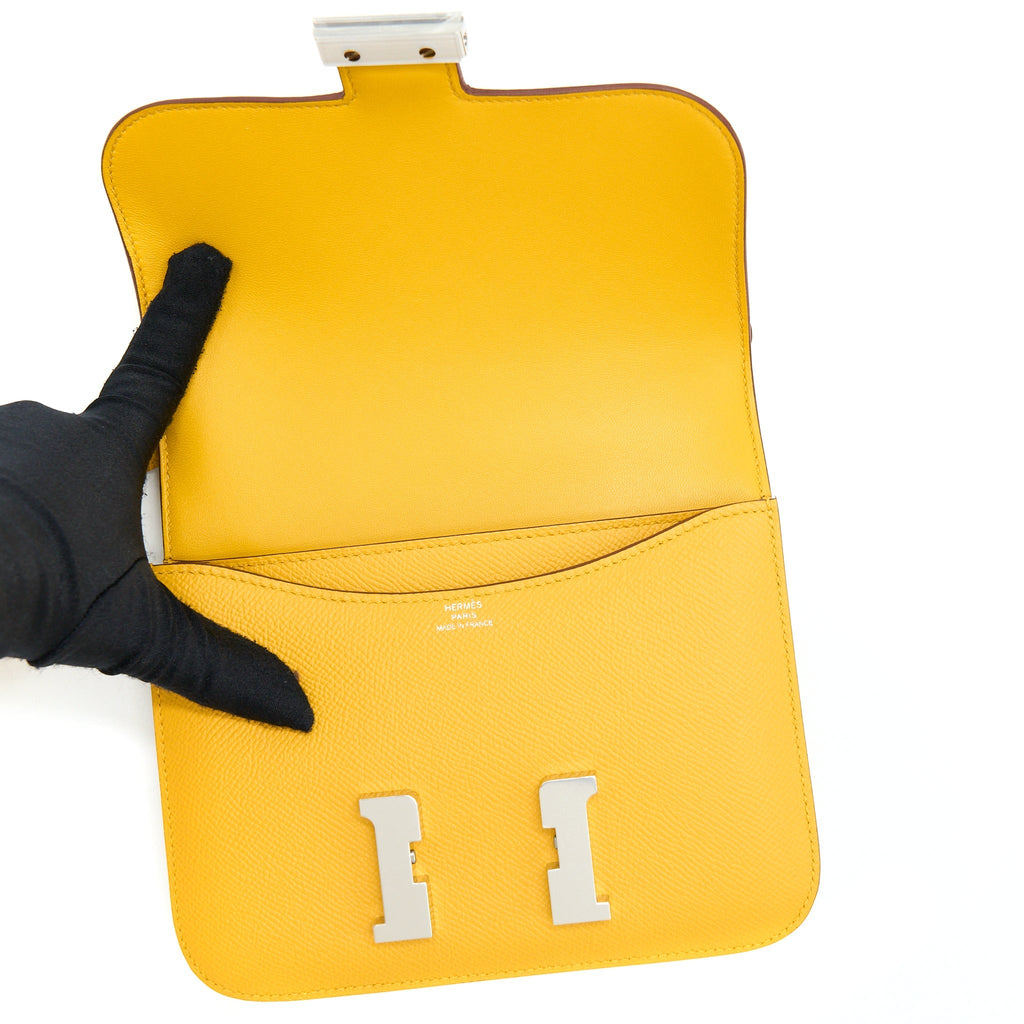 HERMES MINI CONSTANCE EPSOM 9D AMBER YELLOW SHW