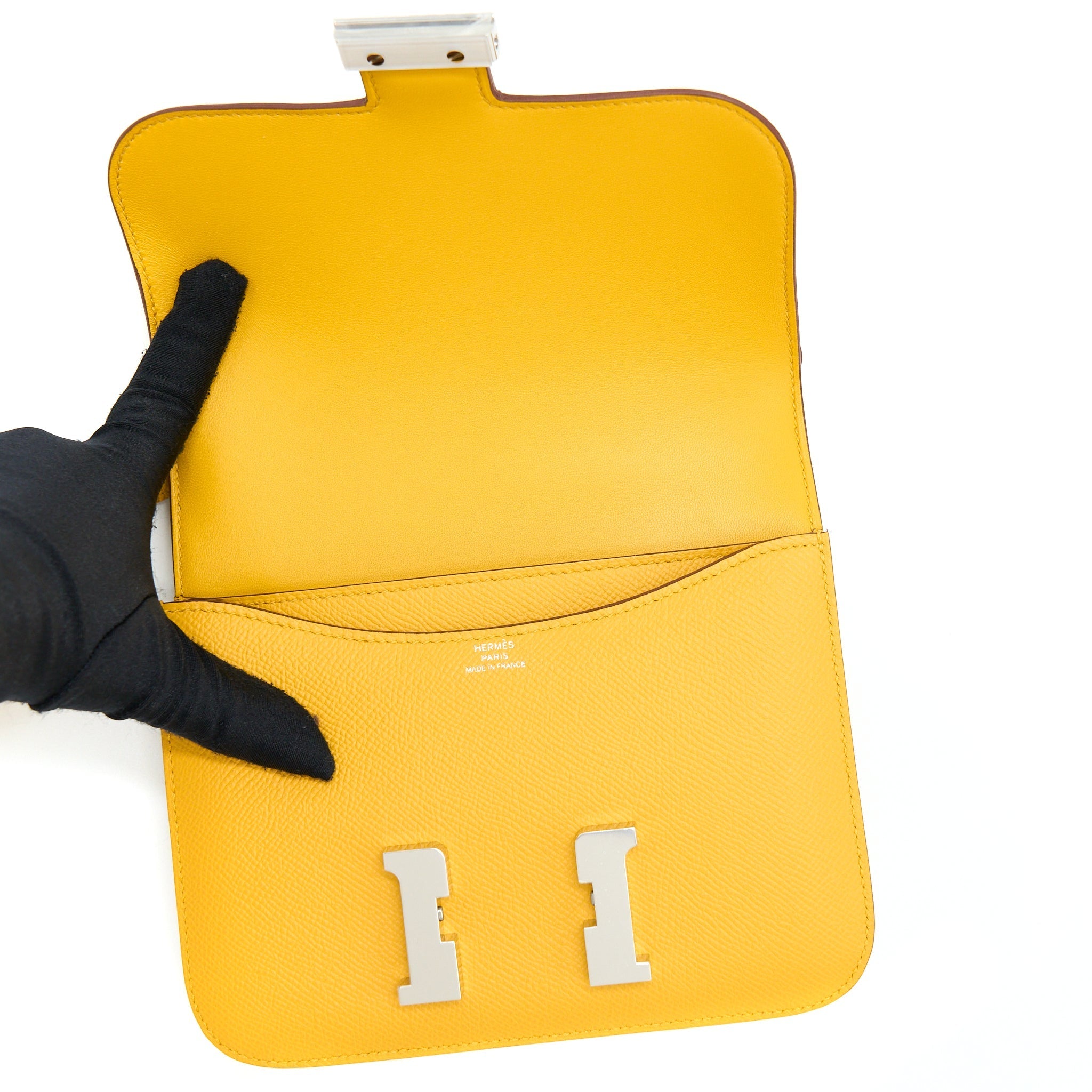HERMES MINI CONSTANCE EPSOM 9D AMBER YELLOW SHW