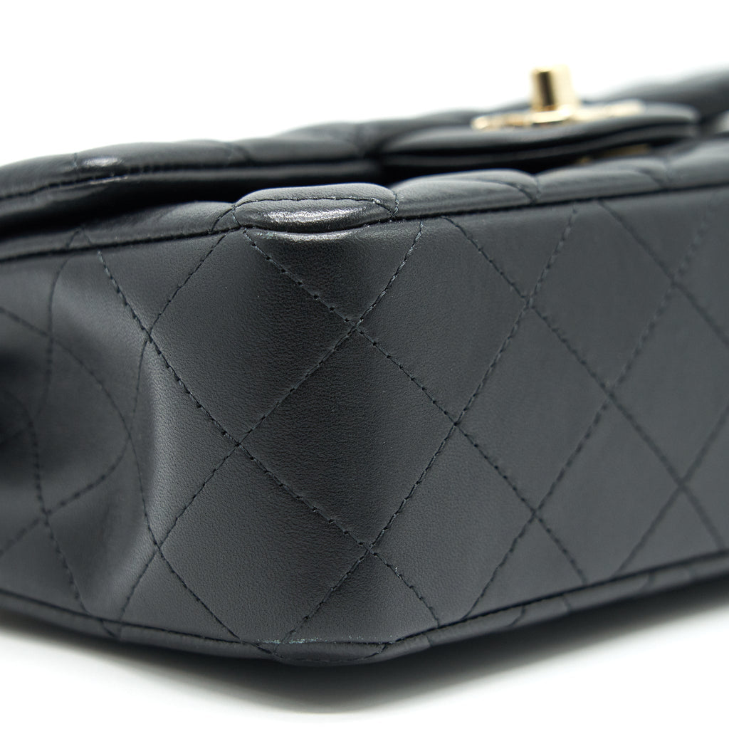 CHANEL MINI RECTANGULAR FLAP BAG BLACK LGHW LAMBSKIN