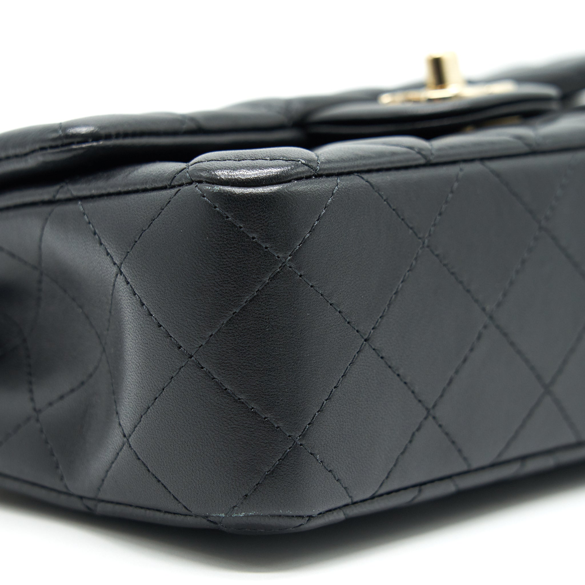 CHANEL MINI RECTANGULAR FLAP BAG BLACK LGHW LAMBSKIN