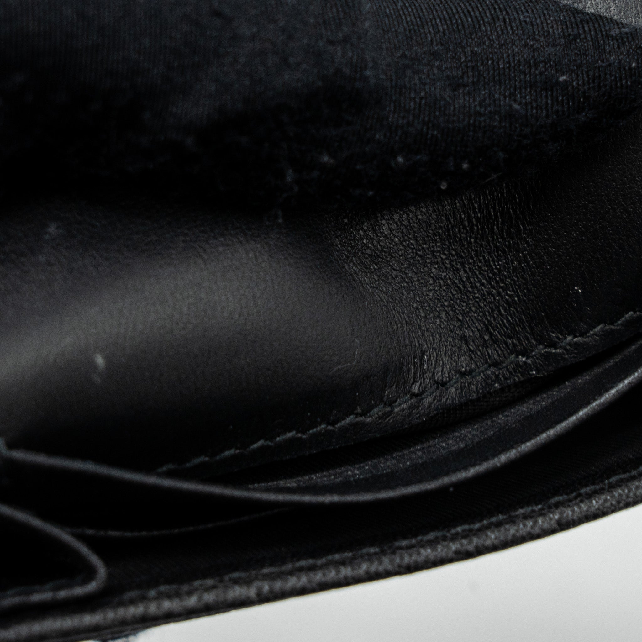 DIOR SADDLE FLAP CARD HOLDER GOATSKIN BLACK GHW