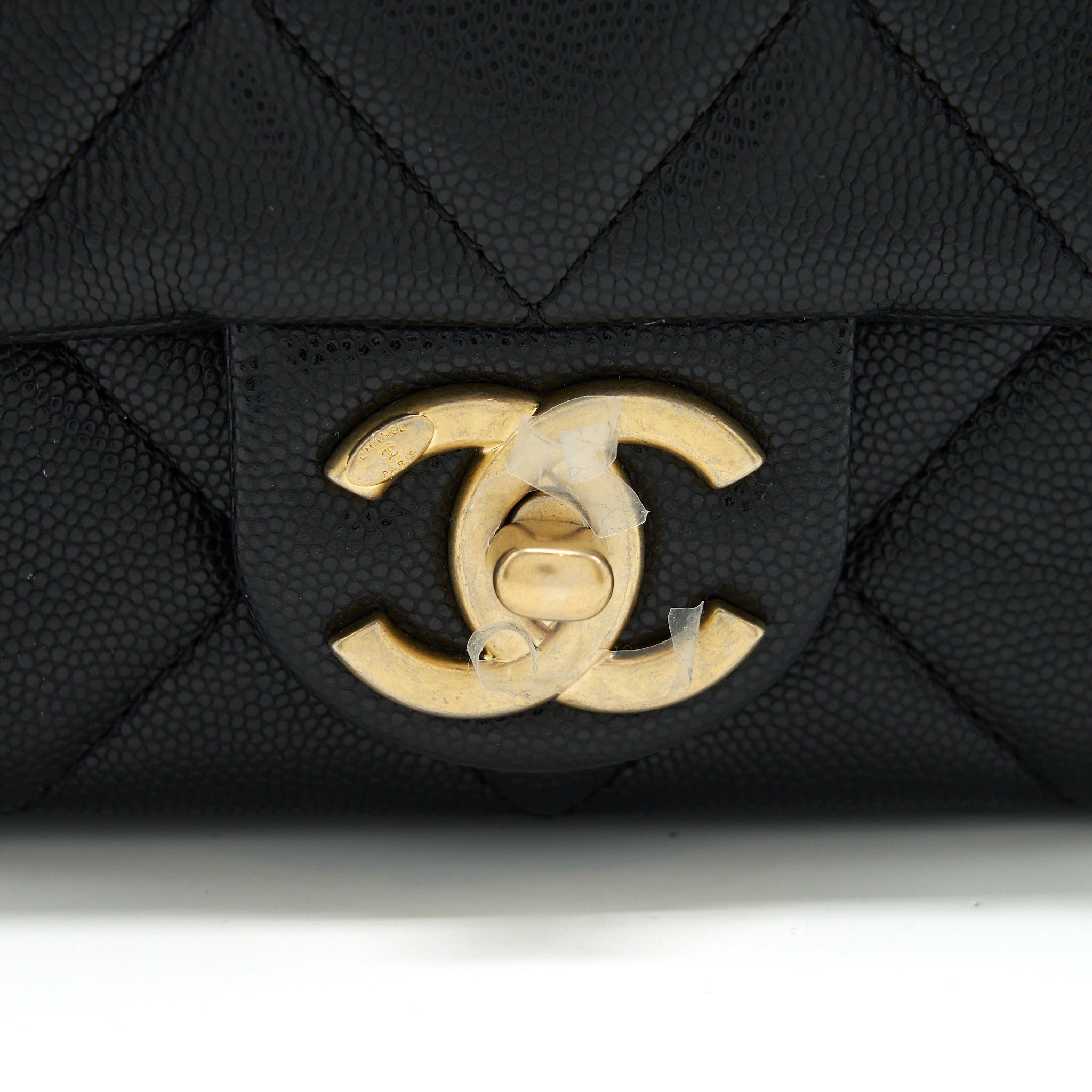 CHANEL 22A SMALL FLAP BAG CAVIAR BLACK BRUSHED GHW (MICROCHIP)