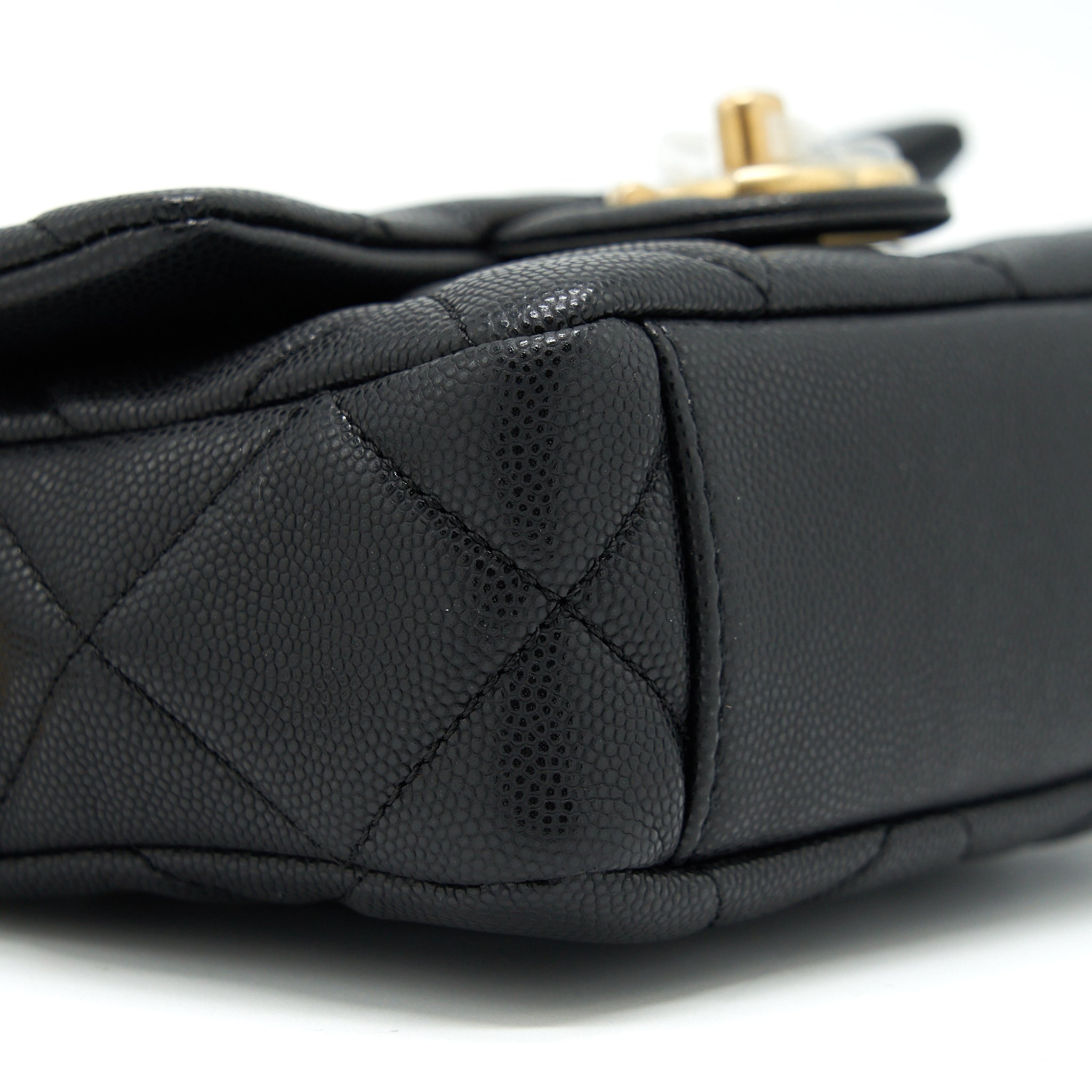 CHANEL 22A SMALL FLAP BAG CAVIAR BLACK BRUSHED GHW (MICROCHIP)
