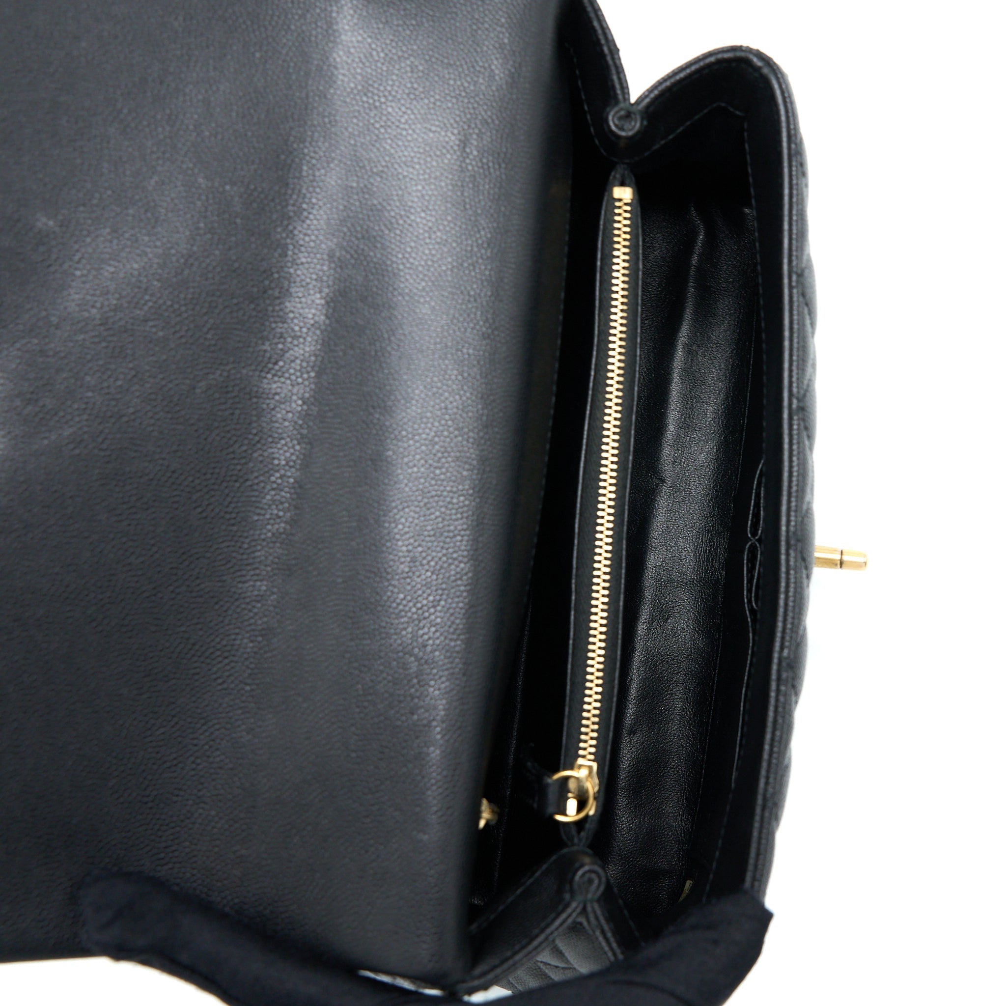 CHANEL MEDIUM COCO HANDLE CAVIAR WITH LIZARD HANDLE BLACK BRUSHED GHW