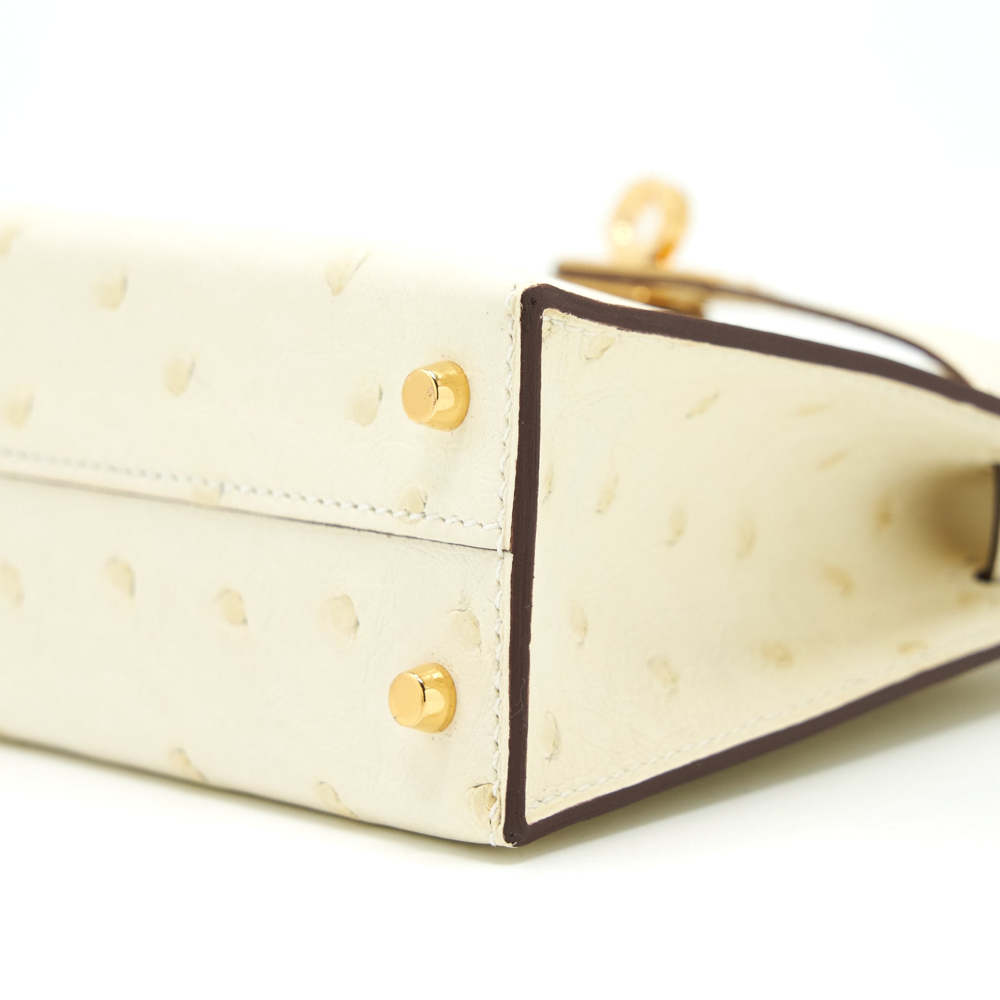 HERMES SAC MINI KELLY II SELLIER OSTRICH NATA GHW