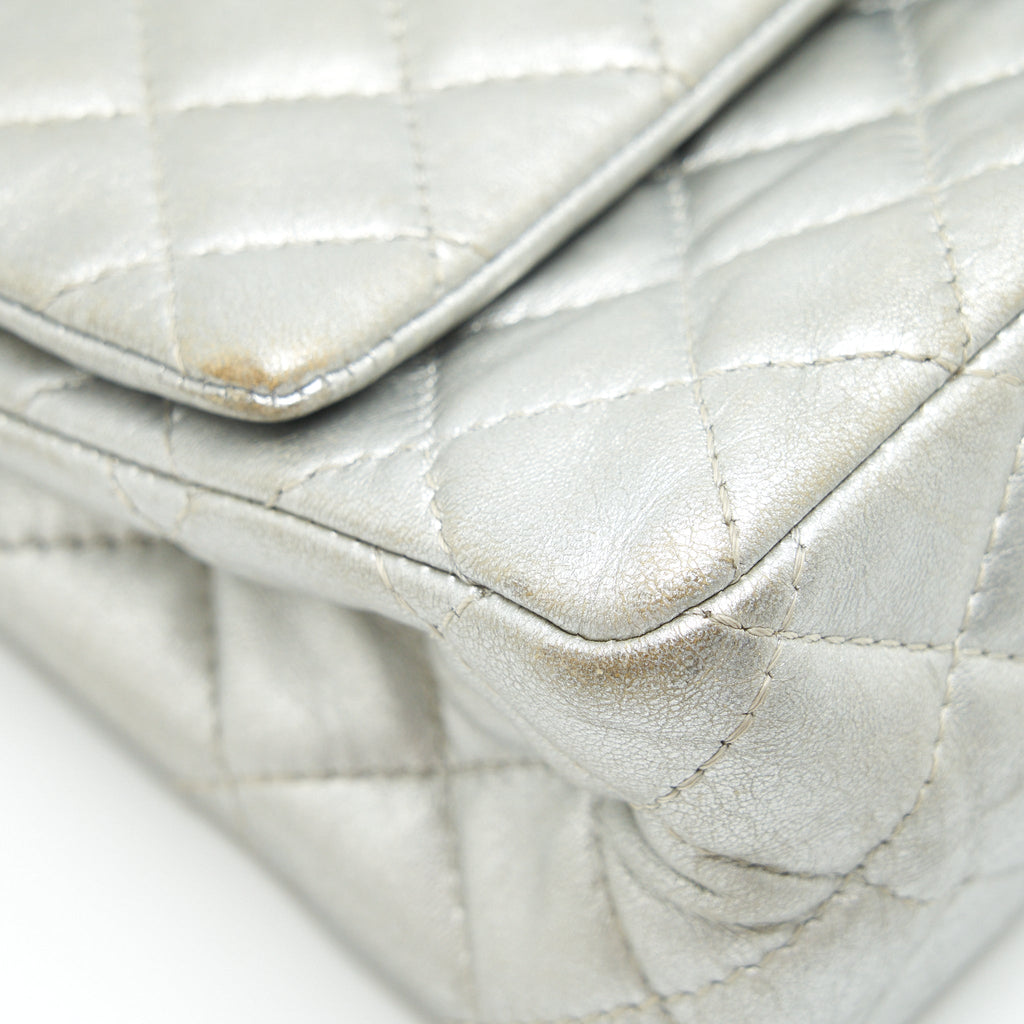 CHANEL REISSUE 2.55 226 DOUBLE FLAP BAG LAMBSKIN SILVER SHW