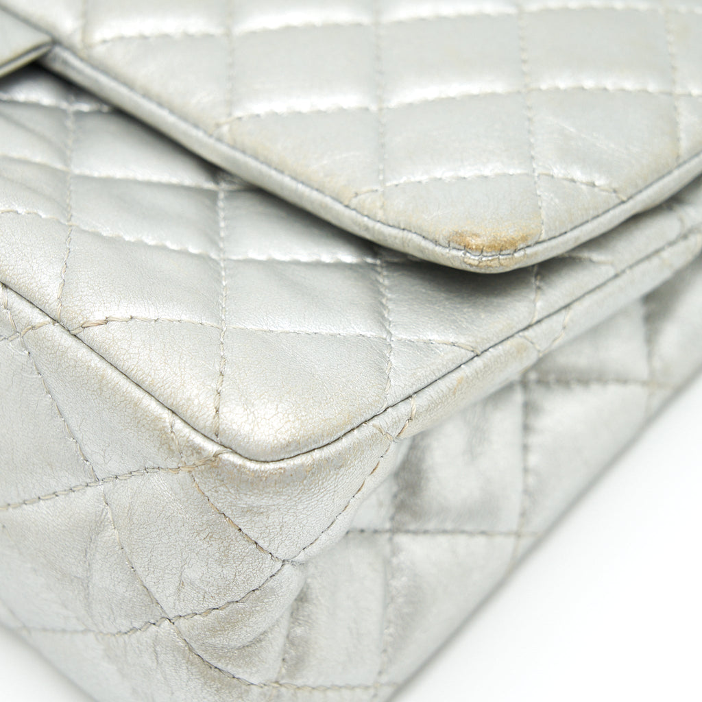CHANEL REISSUE 2.55 226 DOUBLE FLAP BAG LAMBSKIN SILVER SHW