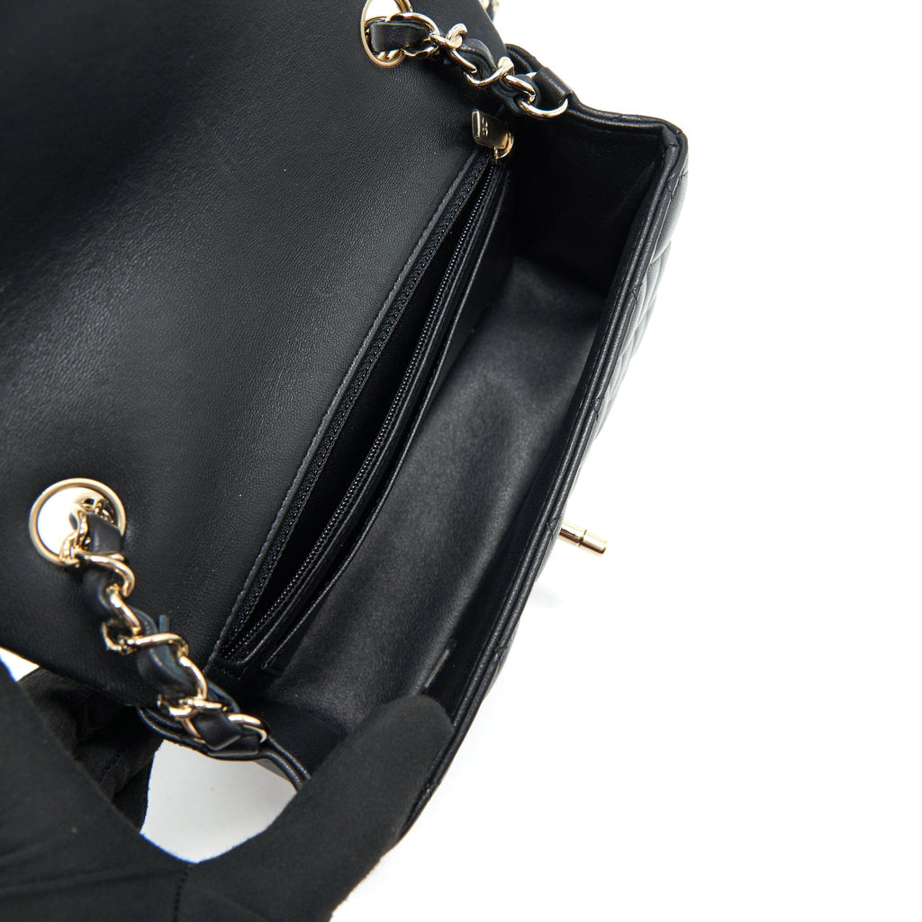 CHANEL MINI RECTANGULAR FLAP BAG BLACK LGHW LAMBSKIN