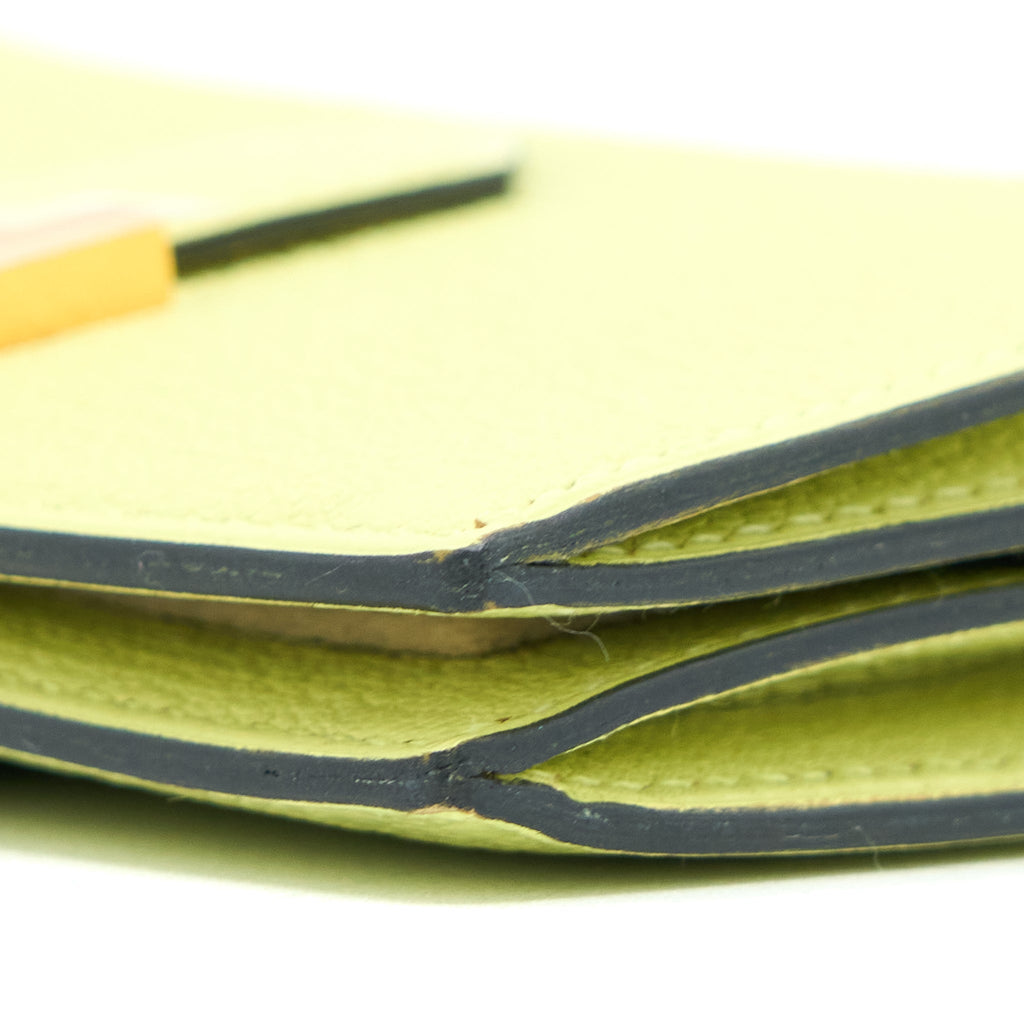 HERMES BEARN COMPACT WALLET CHEVRE MYSORE R9 JAUNE BOURGE GHW