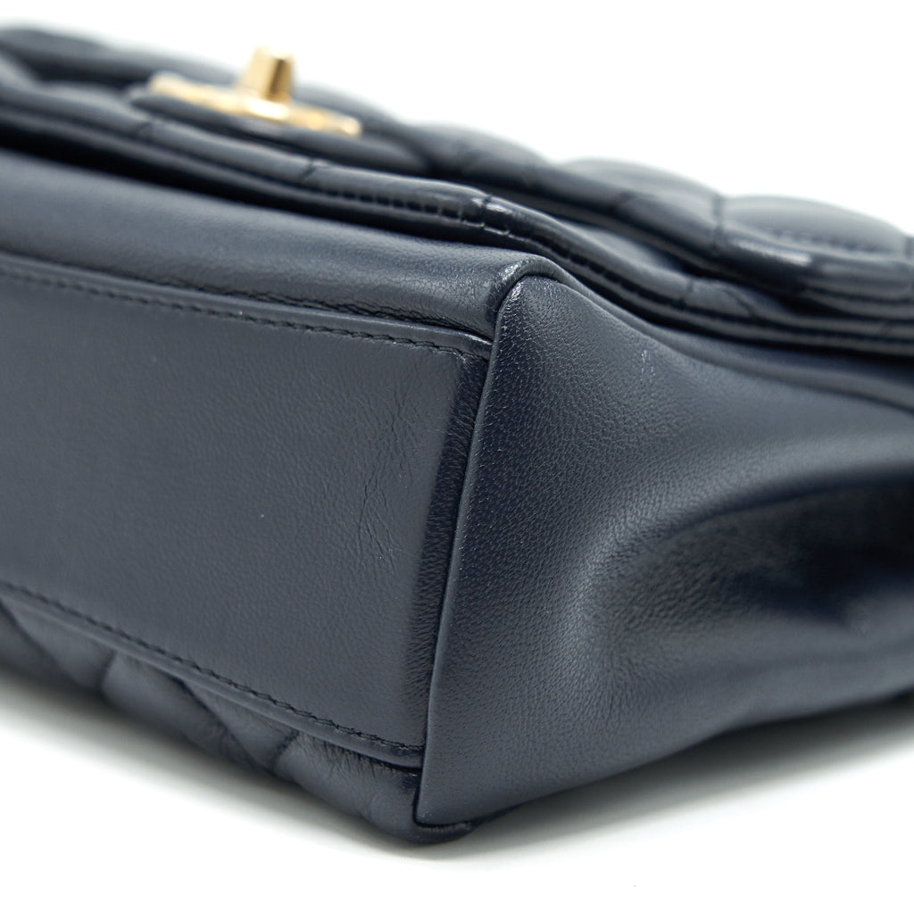 CHANEL QUILTED FLAP BAG NAVY WITH BRUSHED GHW