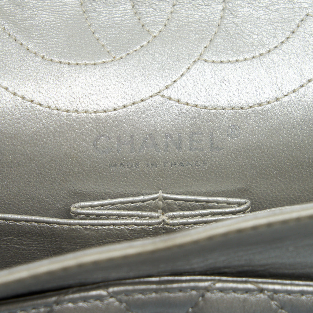 CHANEL REISSUE 2.55 226 DOUBLE FLAP BAG LAMBSKIN SILVER SHW