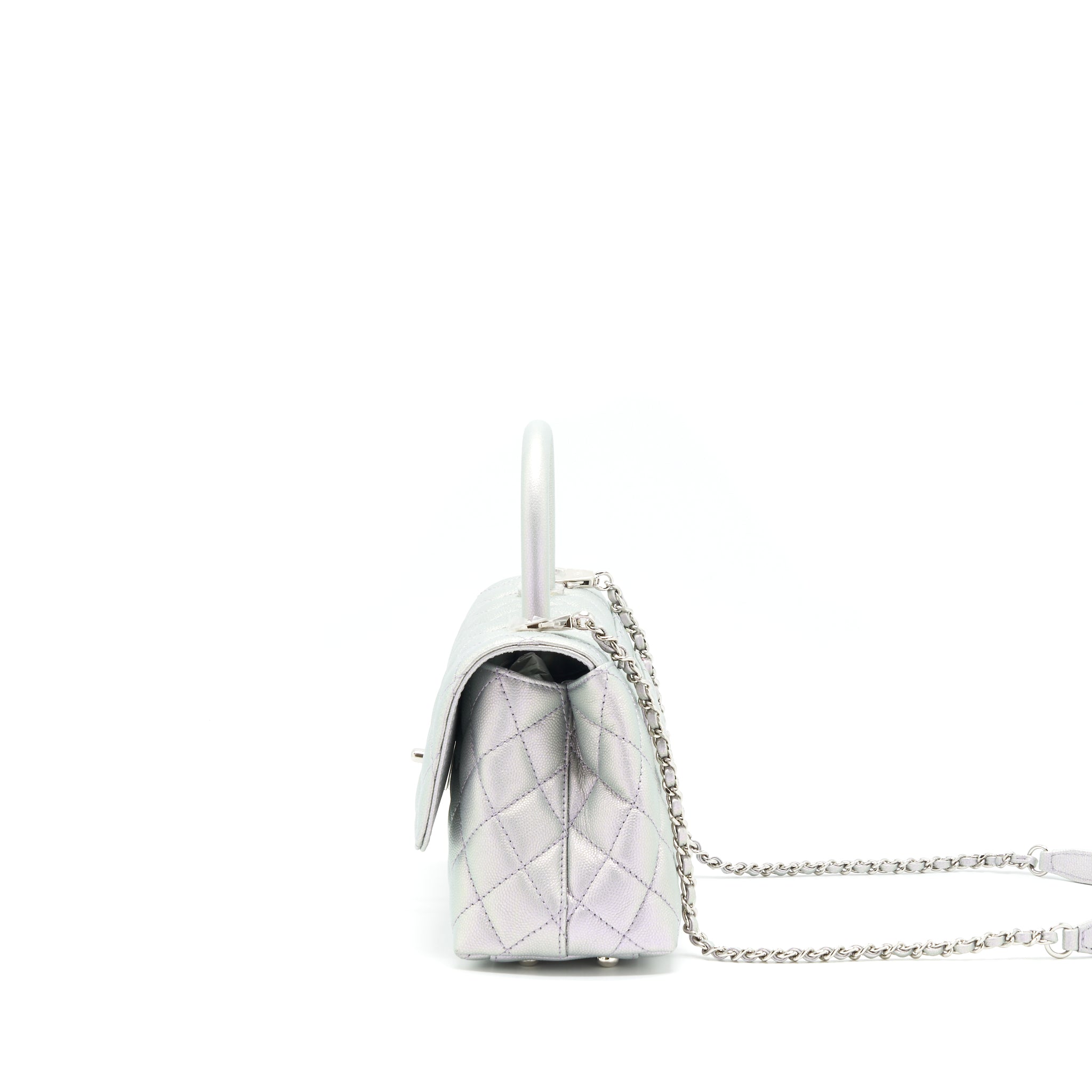 CHANEL 21K SMALL COCO HANDLE 24CM LILAC RAINBOW HARDWARE