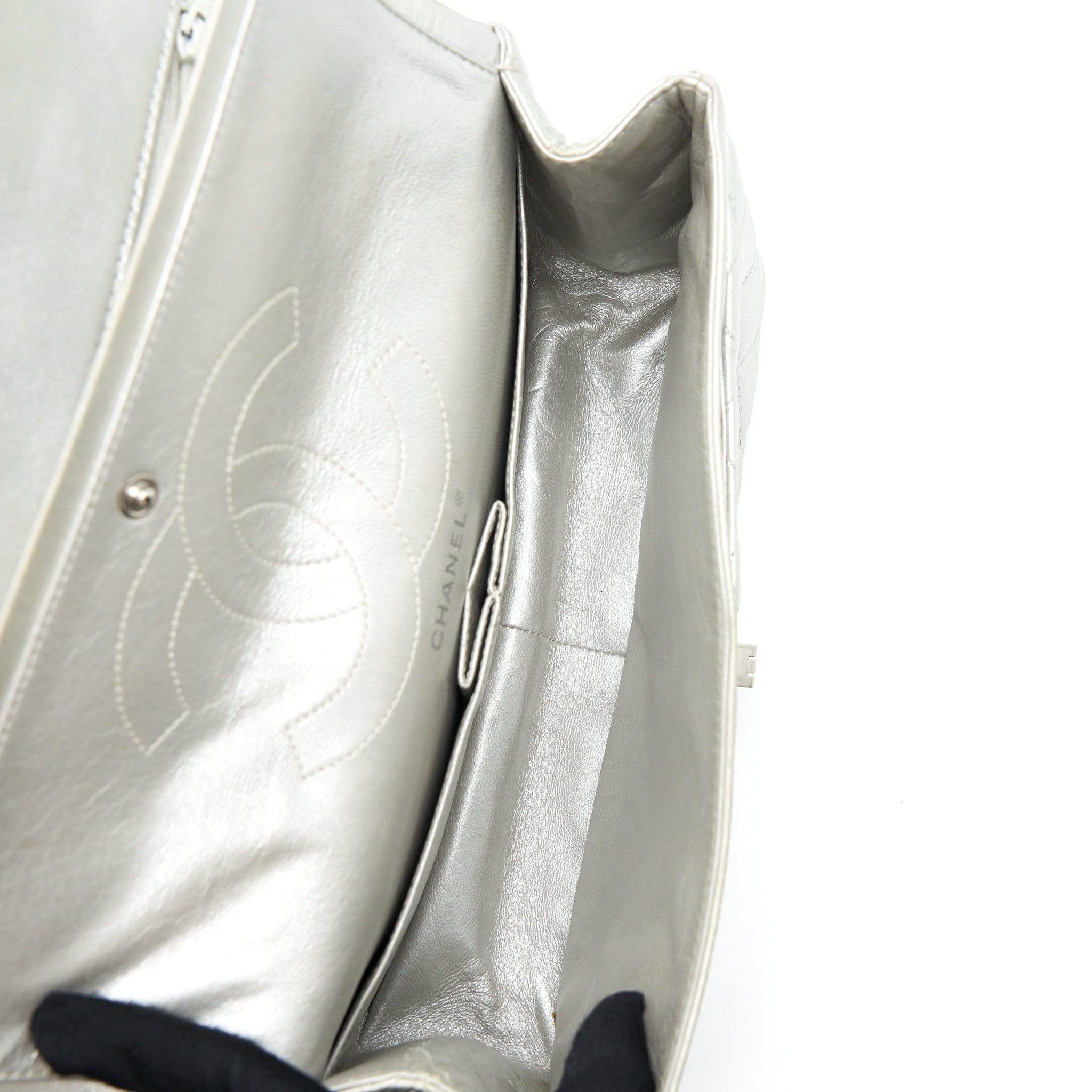 CHANEL REISSUE 2.55 226 DOUBLE FLAP BAG LAMBSKIN SILVER SHW