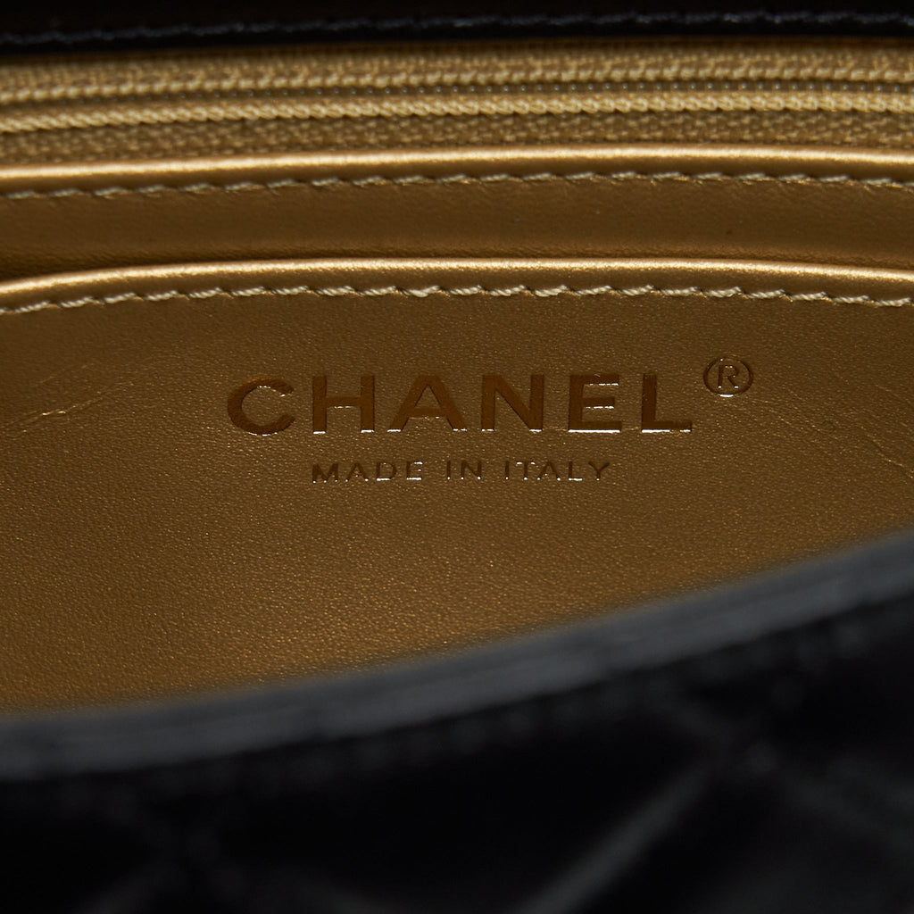 CHANEL PEARL CRUSH MINI SQUARE LAMBSKIN BLACK BRUSHED GHW