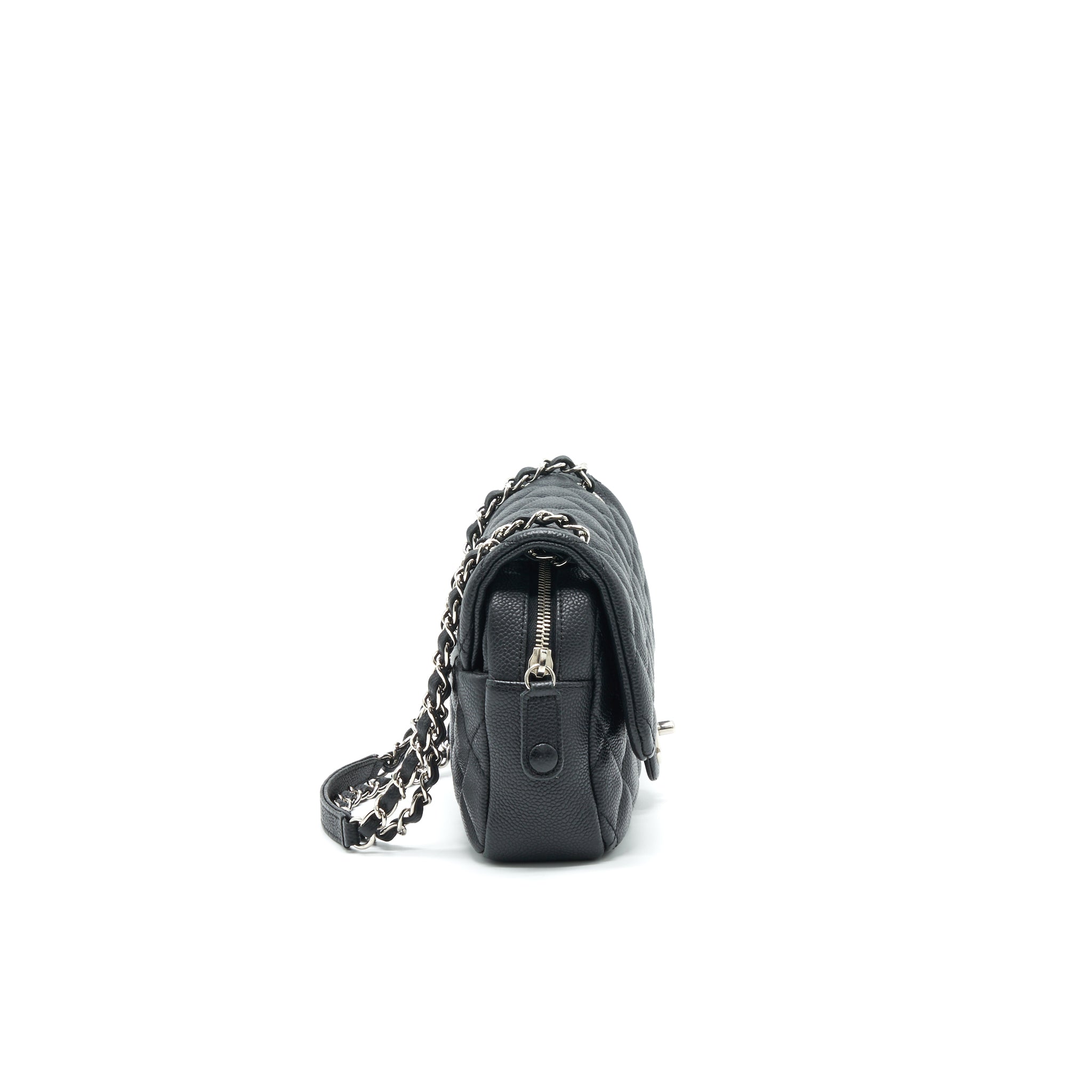 CHANEL FLAP BAG WITH INNER ZIPPER CAVIAR BLACK SHW