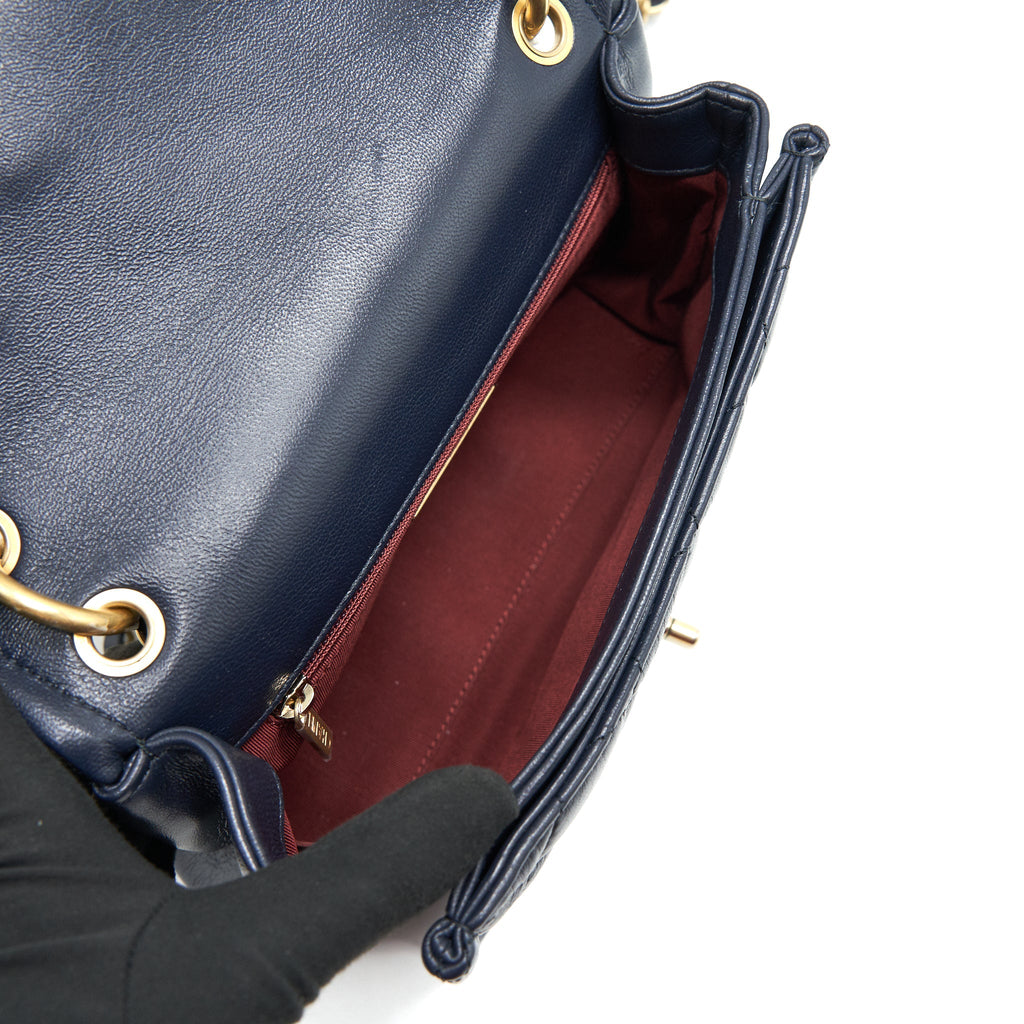 CHANEL QUILTED FLAP BAG NAVY WITH BRUSHED GHW