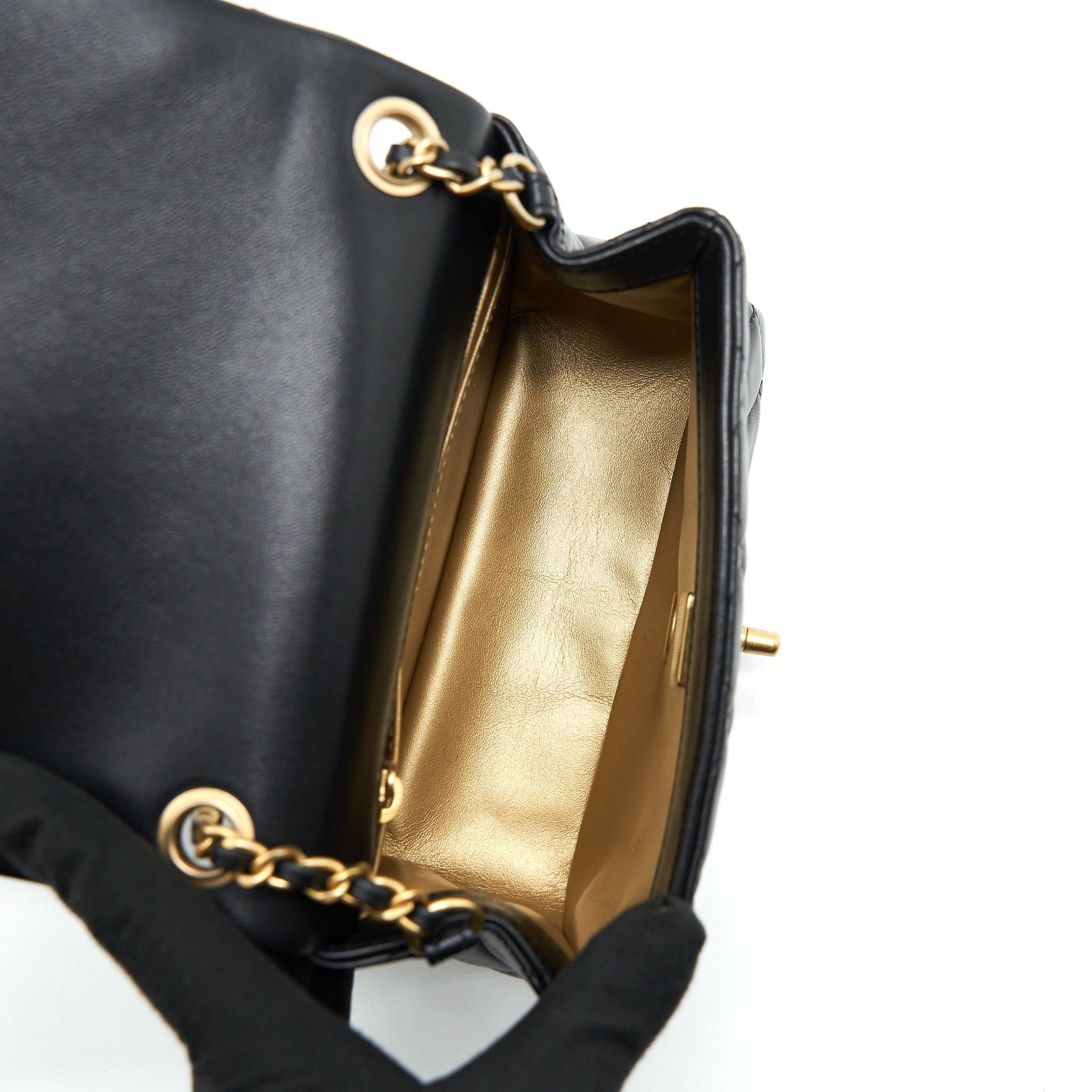 CHANEL PEARL CRUSH MINI SQUARE LAMBSKIN BLACK BRUSHED GHW